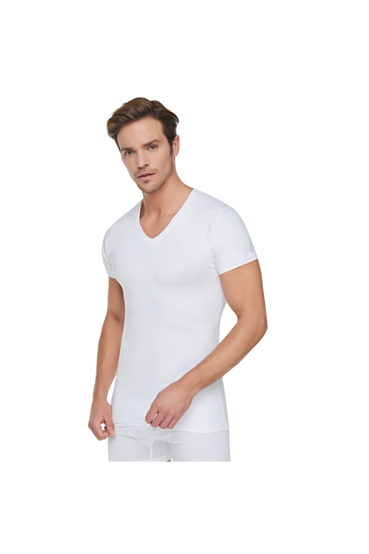 Tutku Erkek Ribana V Yaka Beyaz Fanila