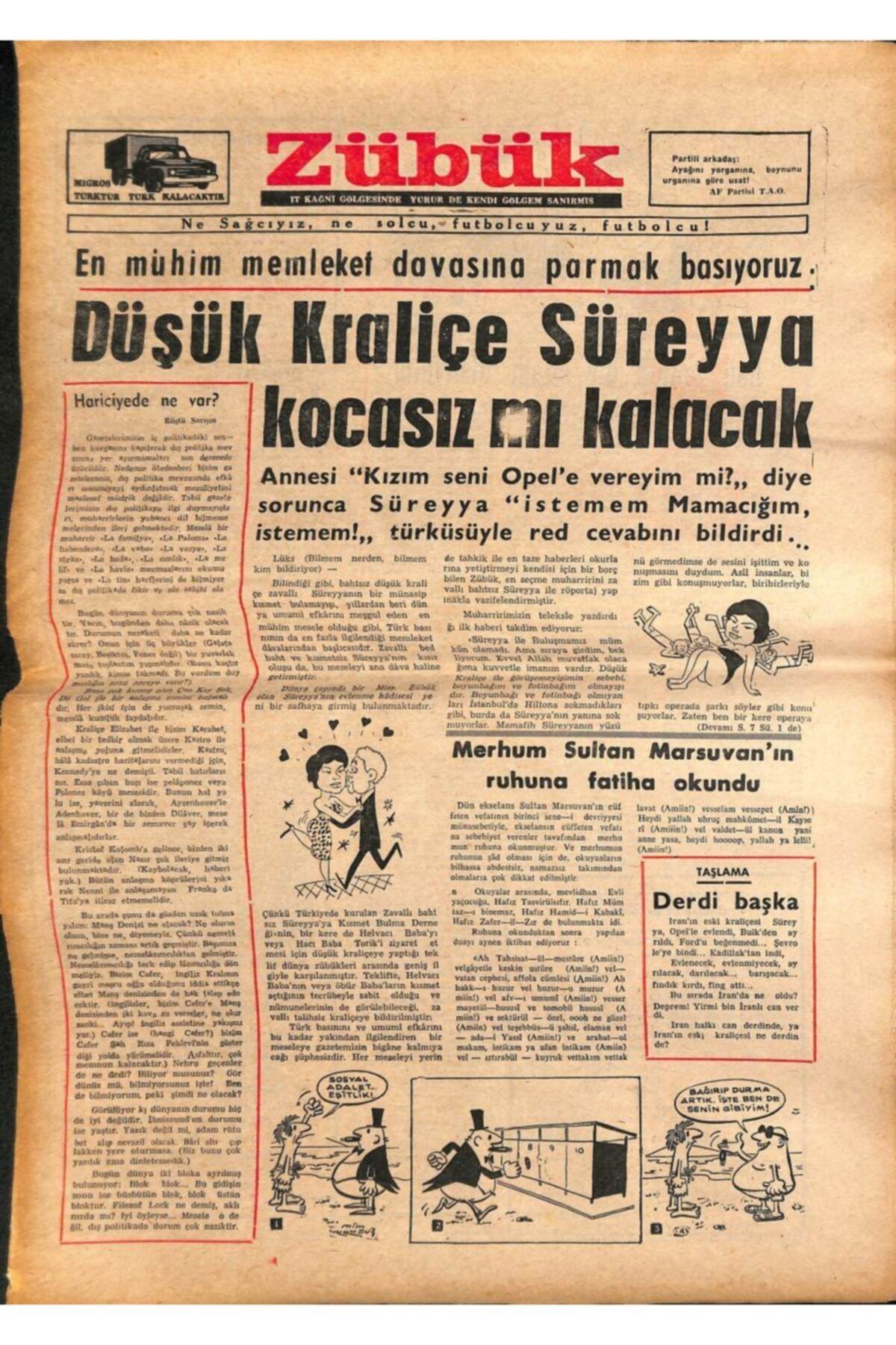 Gökçe Koleksiyon Zübük Haftalık Siyasi Mizah Gazetesi 24 Eylül 1962 Sayı:34 - Kraliçe Süreyya Ndr61963