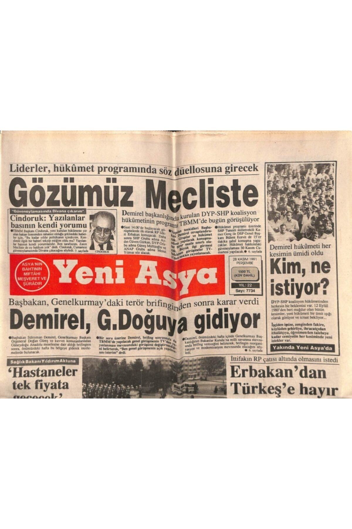 Gökçe Koleksiyon Yeni Asya Gazetesi 28 Kasım 1991 - Doğum Günü Hediyesi Gz56113