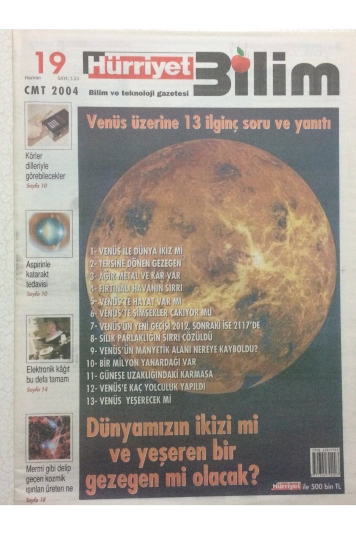 Gökçe Koleksiyon Hürriyet Gazetesi Bilim Eki 19 Haziran 2004 - Venüs Üzerine 13 Soru Ve Yanıtı Gz34229