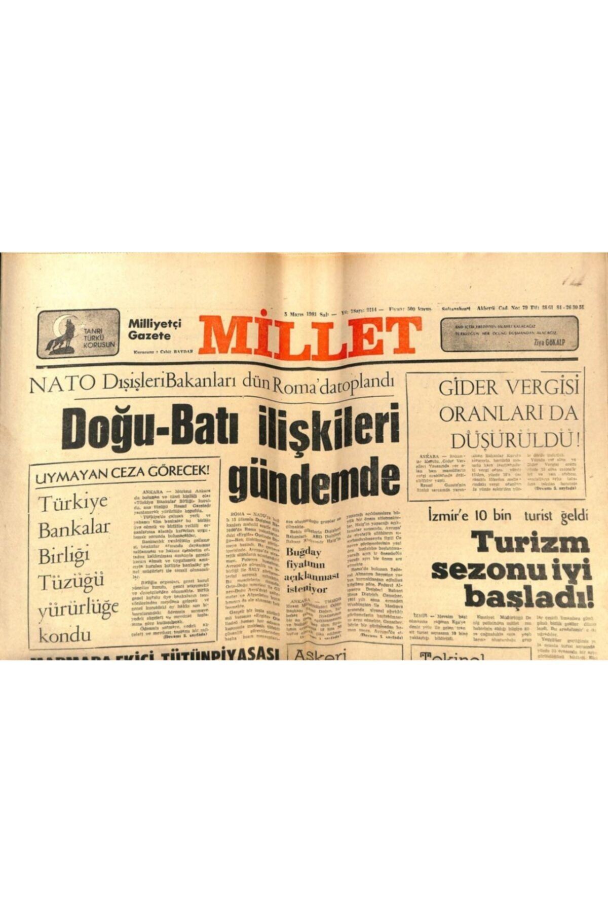 Gökçe Koleksiyon Millet Gazetesi 5 Mayıs 1981 Doğu Batı İlişkileri Gündemde Gz66406