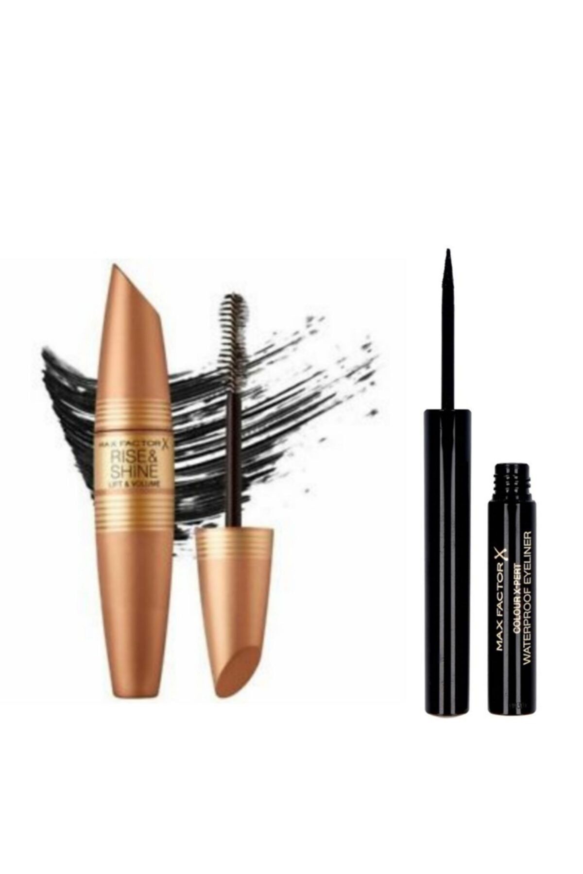 Max Factor Rise & Shine Lift & Hacim Maskara-001 Siyah+ Colour Expert Waterproof Eyeliner- Koyusiyah