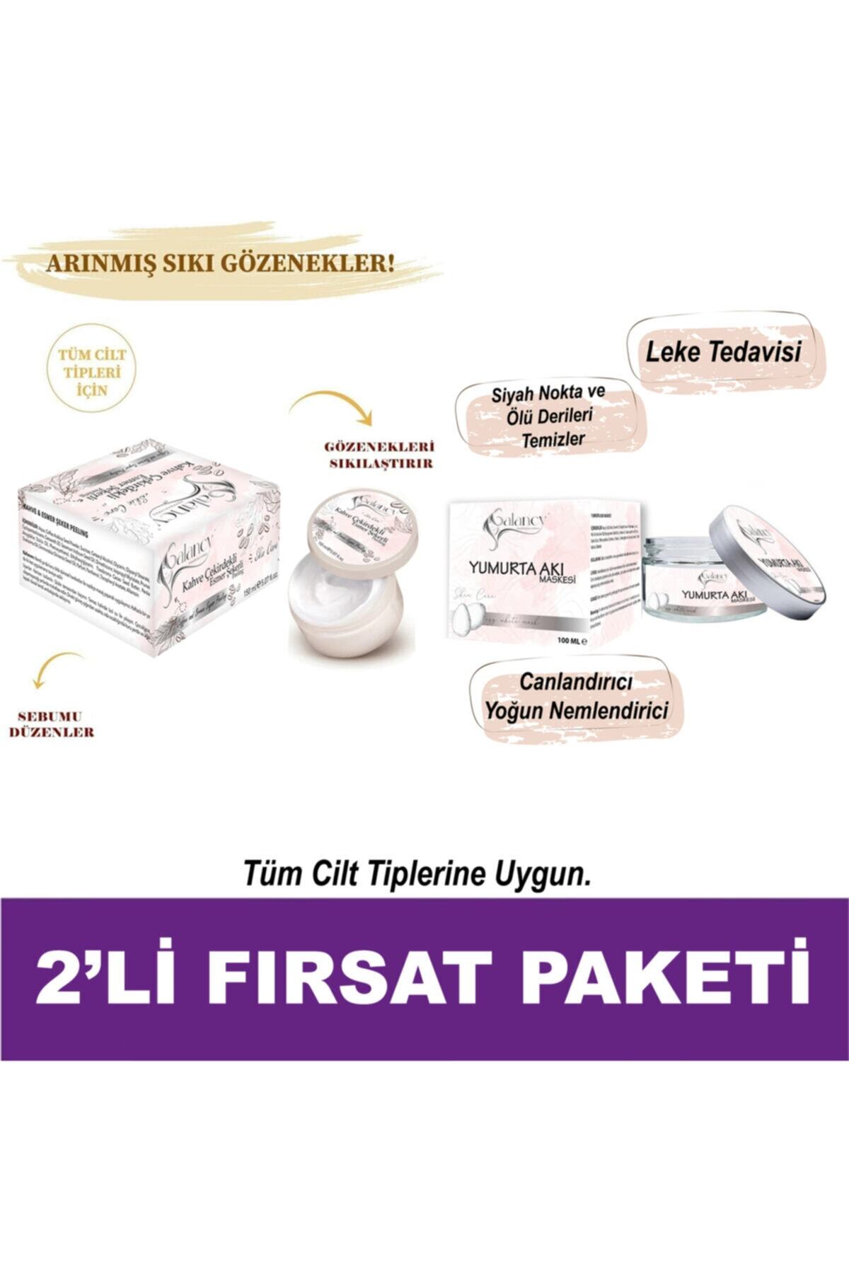 Galancy Yumurta Akı Maskesi 100 Ml + Kahve Çekirdekli Ve Esmer Şekerli Peeling 150ml
