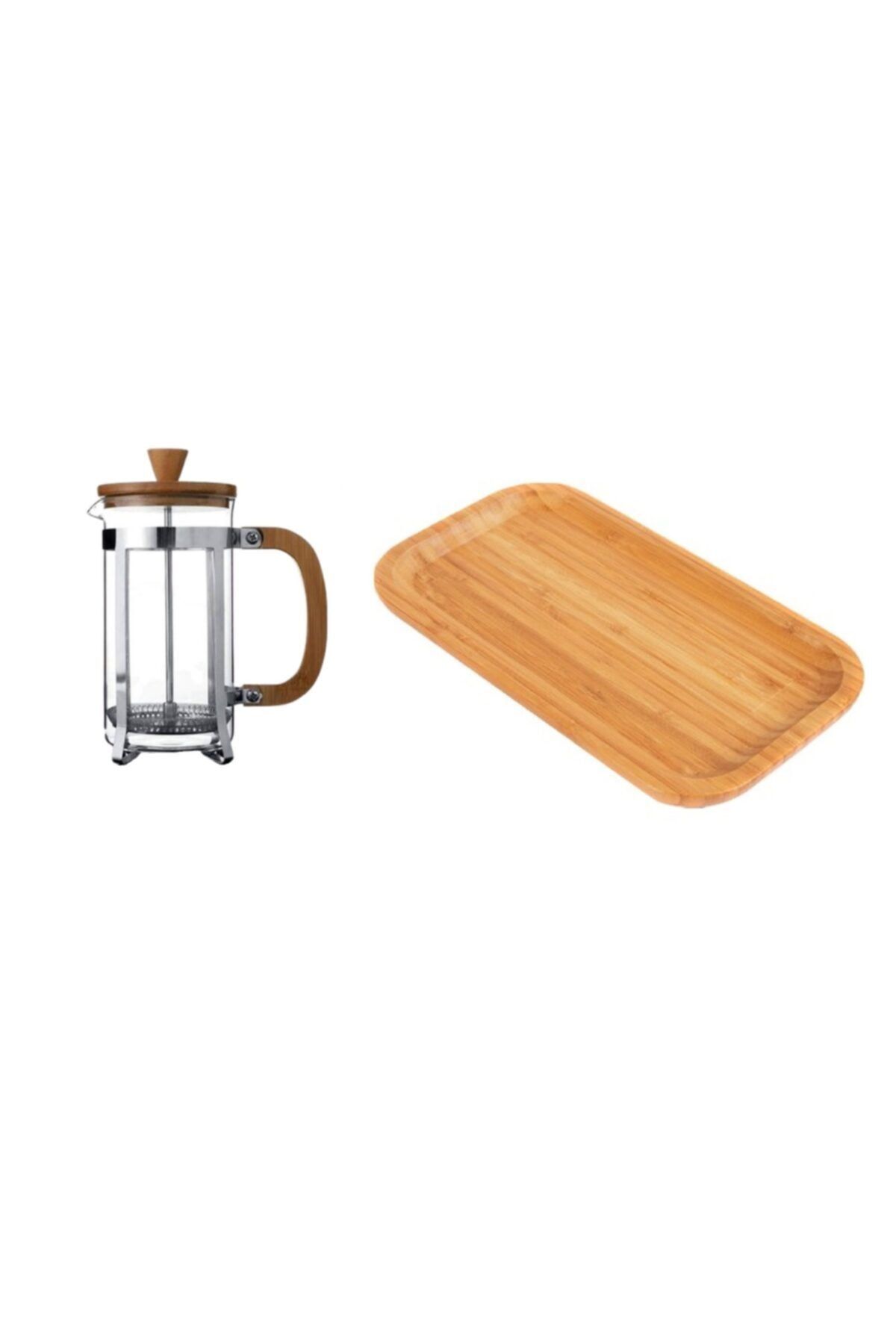 Paşabahçe Bambu French Press Ve Bambu Sunum Tabağı Özel Set Sunumluk Set