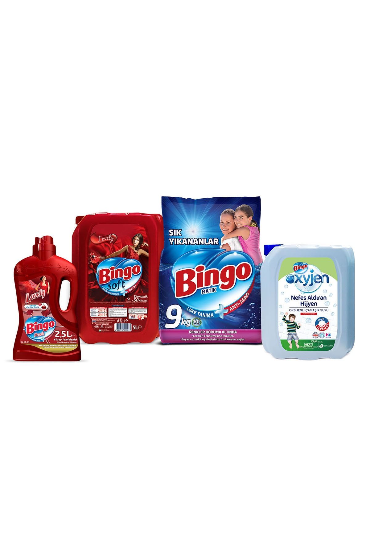 Bingo Dev Paketi; Matik 9kg + Soft 5lt + Fresh 2,5lt+ Oksijen 3,5lt