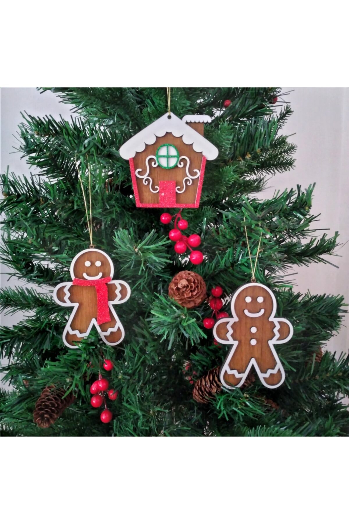 Pozitif Deco 2022 Merry Christmas Mutlu Yıllar 2 Adet Kurabiye Adam Ve 1 Adet Kurabiye Ev Yılbaşı Ağaç Süsü