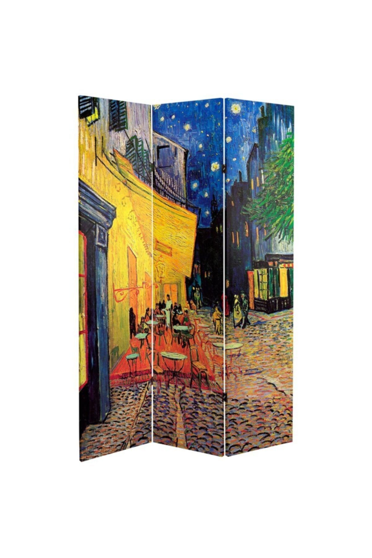 StellaStore Van Gogh 3 Kanatlı Oda Bölücü Çift Taraflı Kanvas Paravan