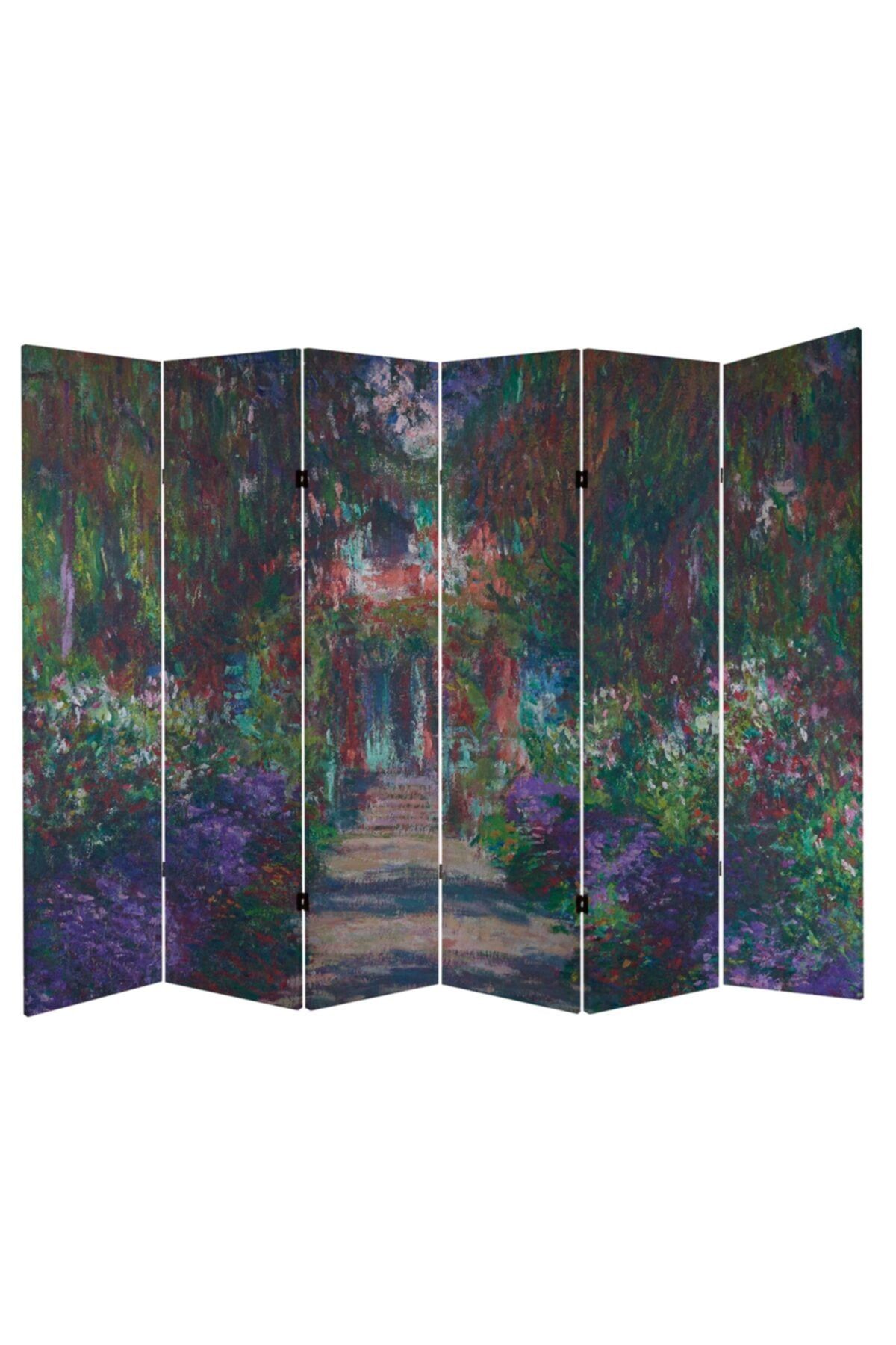 StellaStore Claude Monet 6 Kanatlı Oda Bölücü Çift Taraflı Kanvas Paravan