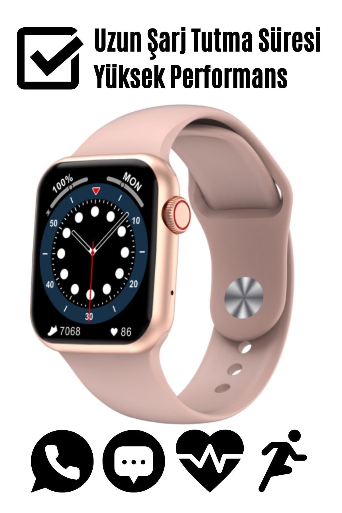 Noriyen Dt100 Plus Smartwatch Konuşma Özellikli Nabız Ölçer Ios Android Uyumlu Kadın Pembe Akıllı Saat