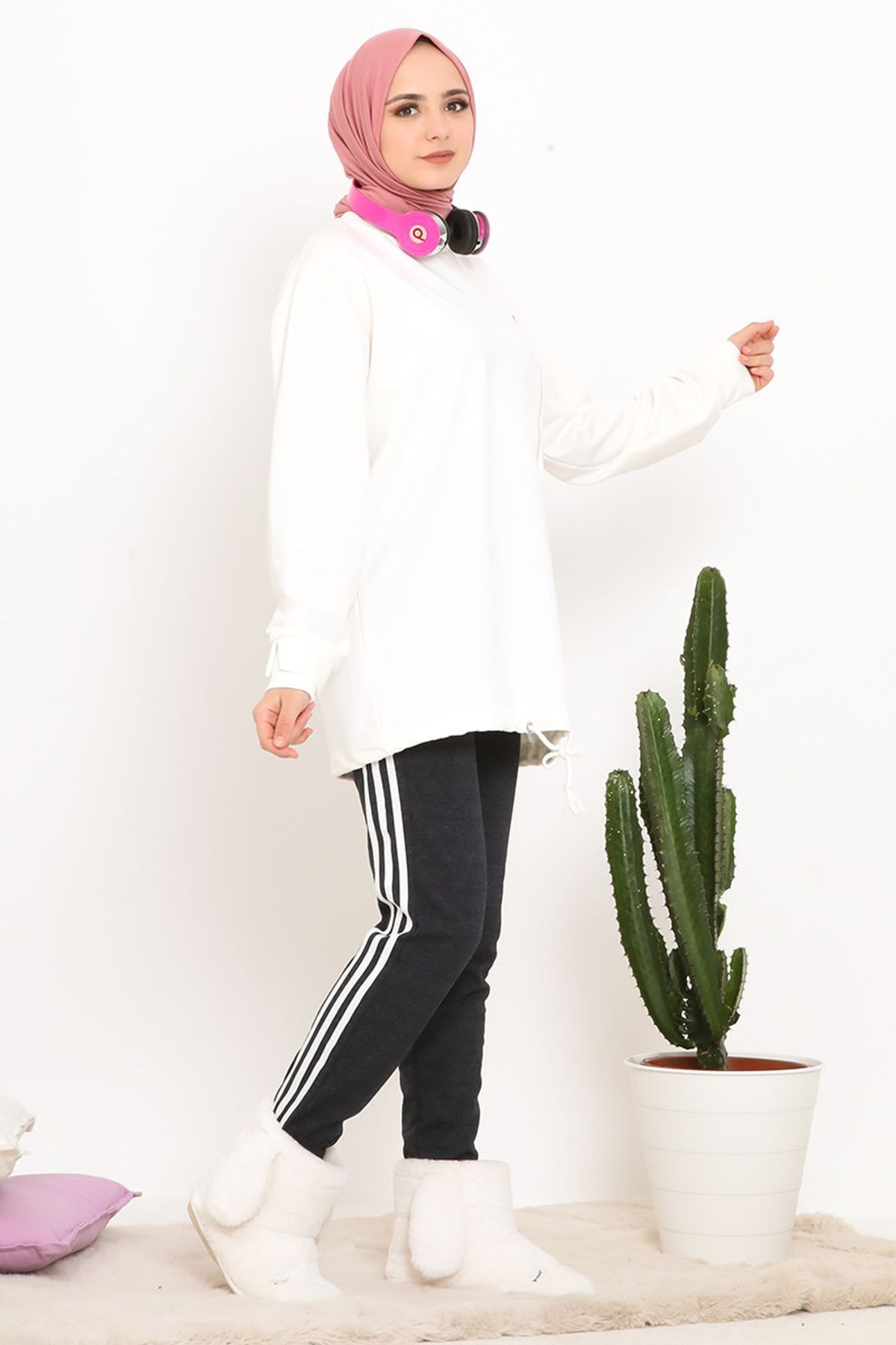 Defne Bahar Çift Şeritli Eşofman Altı Antrasit