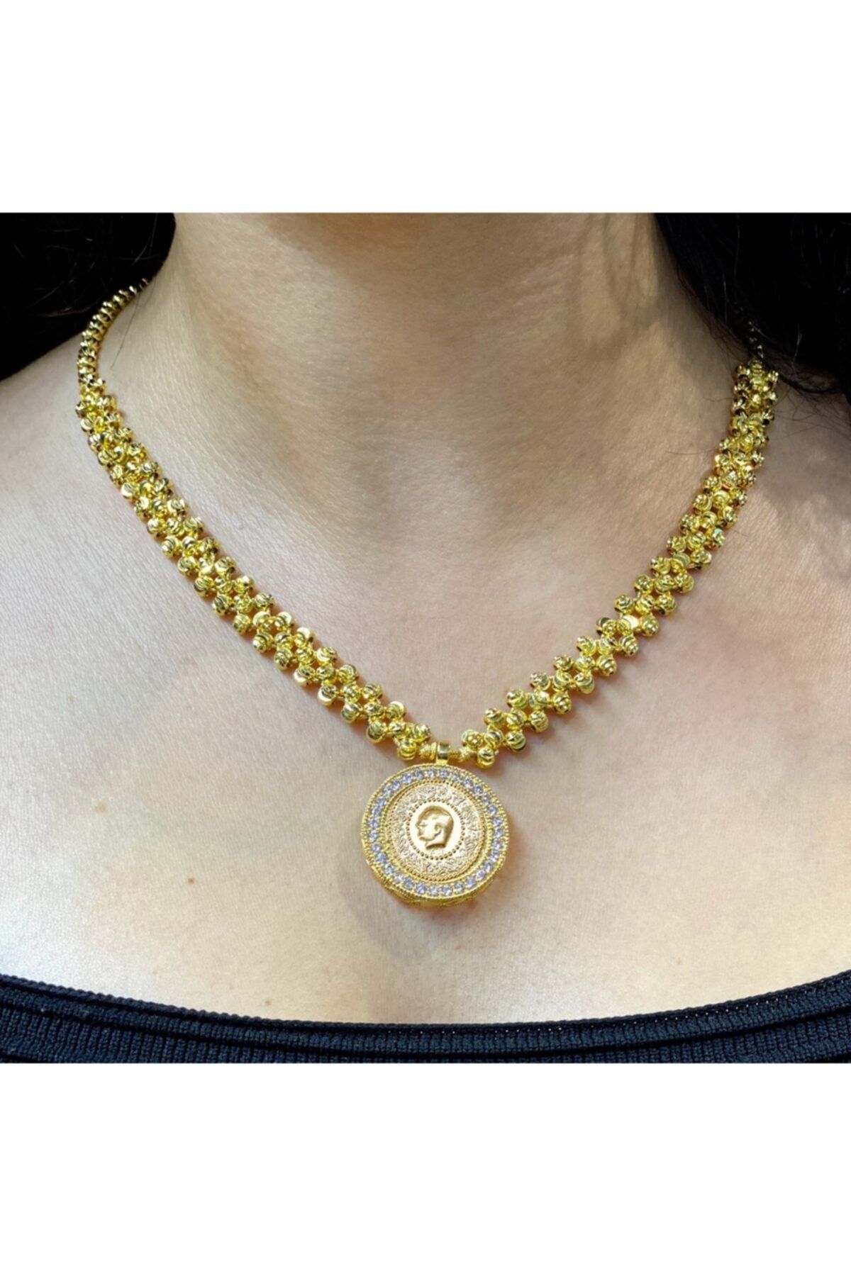 UKBA GOLD 8 Ayar Altın Baskı Çeyrekli Dorika Toplu Kolye
