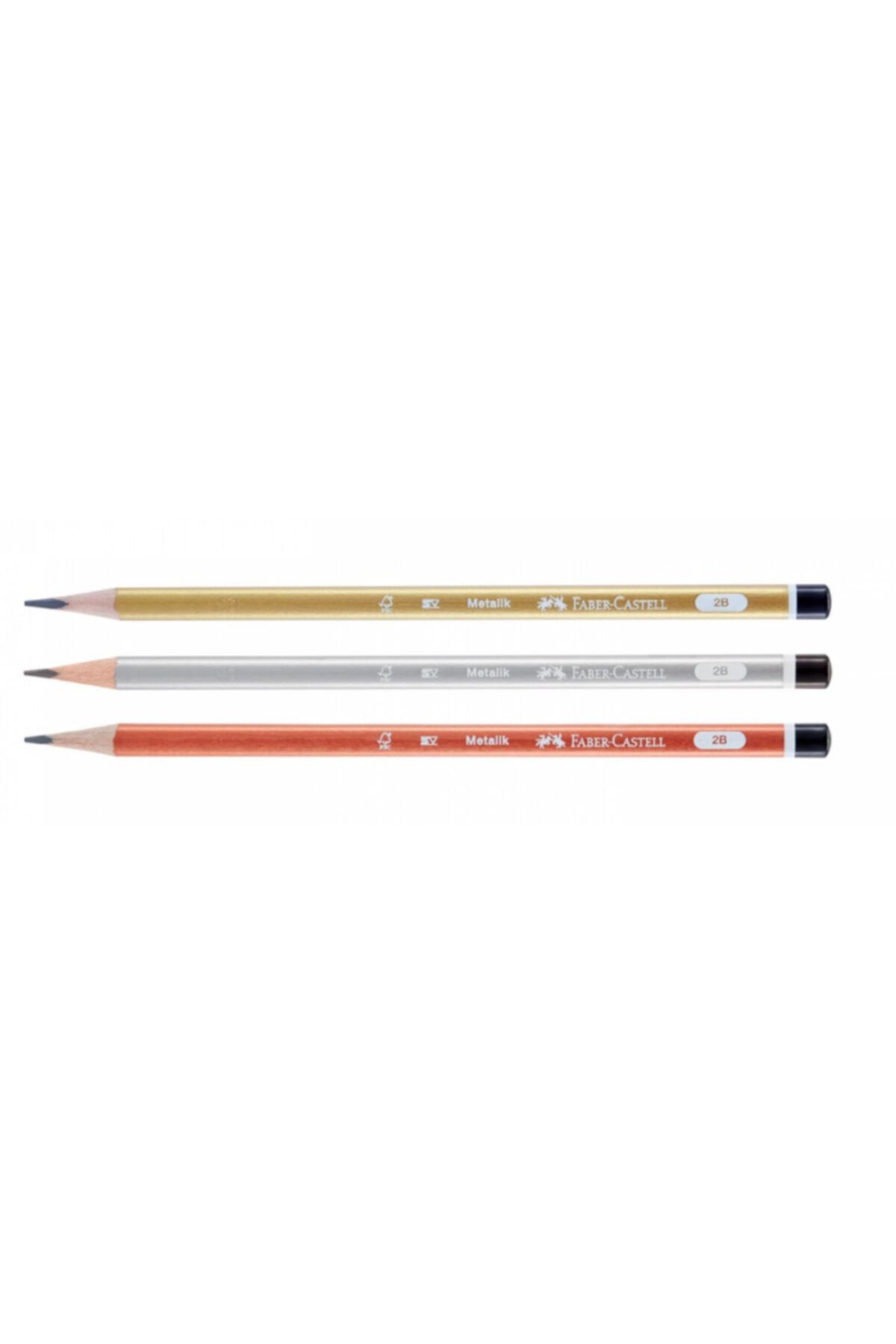 Faber Castell 12 Li Metalik Üçgen 2b Kurşun Kalem Gold
