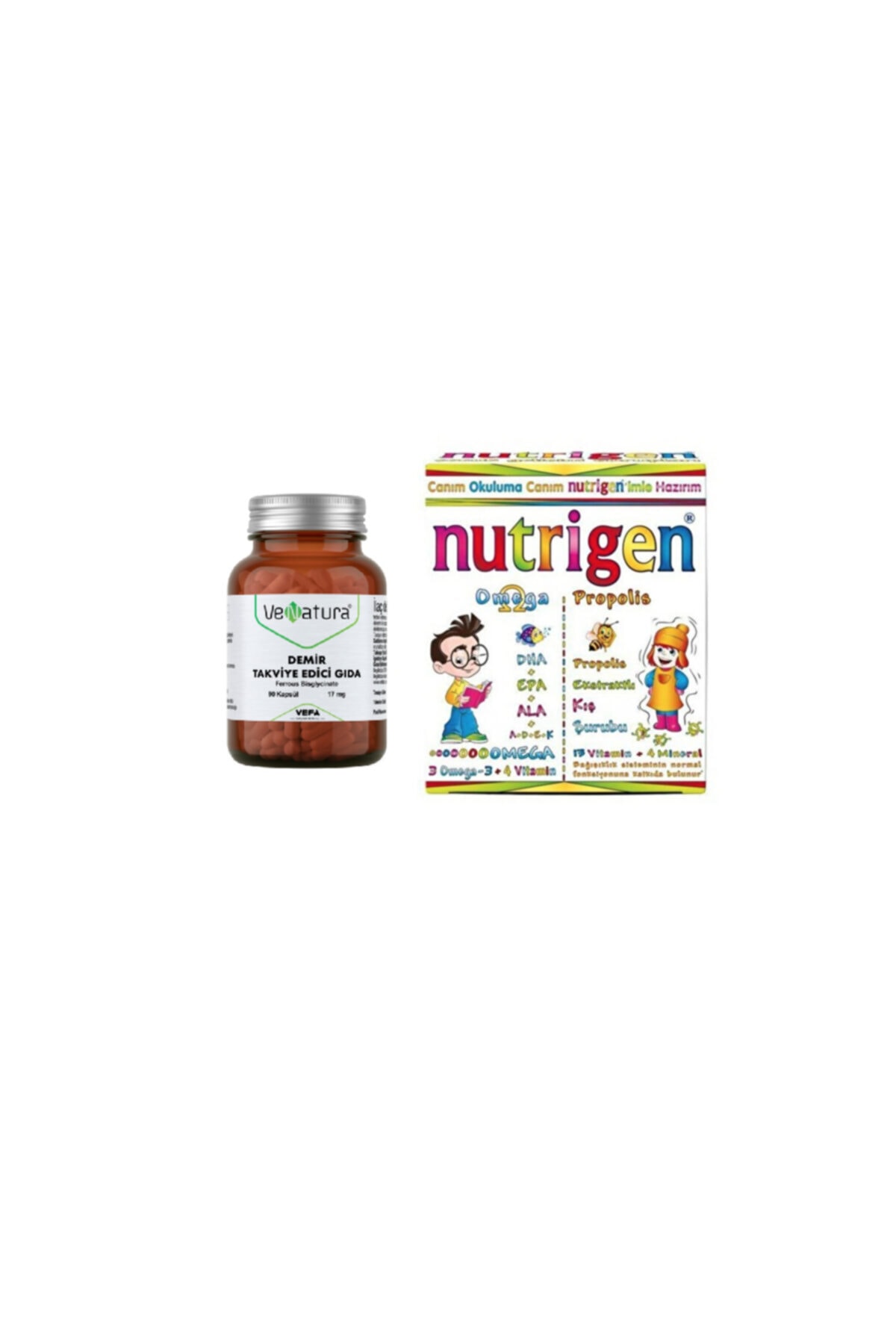 VeNatura Demir (17mg) Takviye Edici Gıda 90 Kapsül + Propolis+omega 3 Şurup