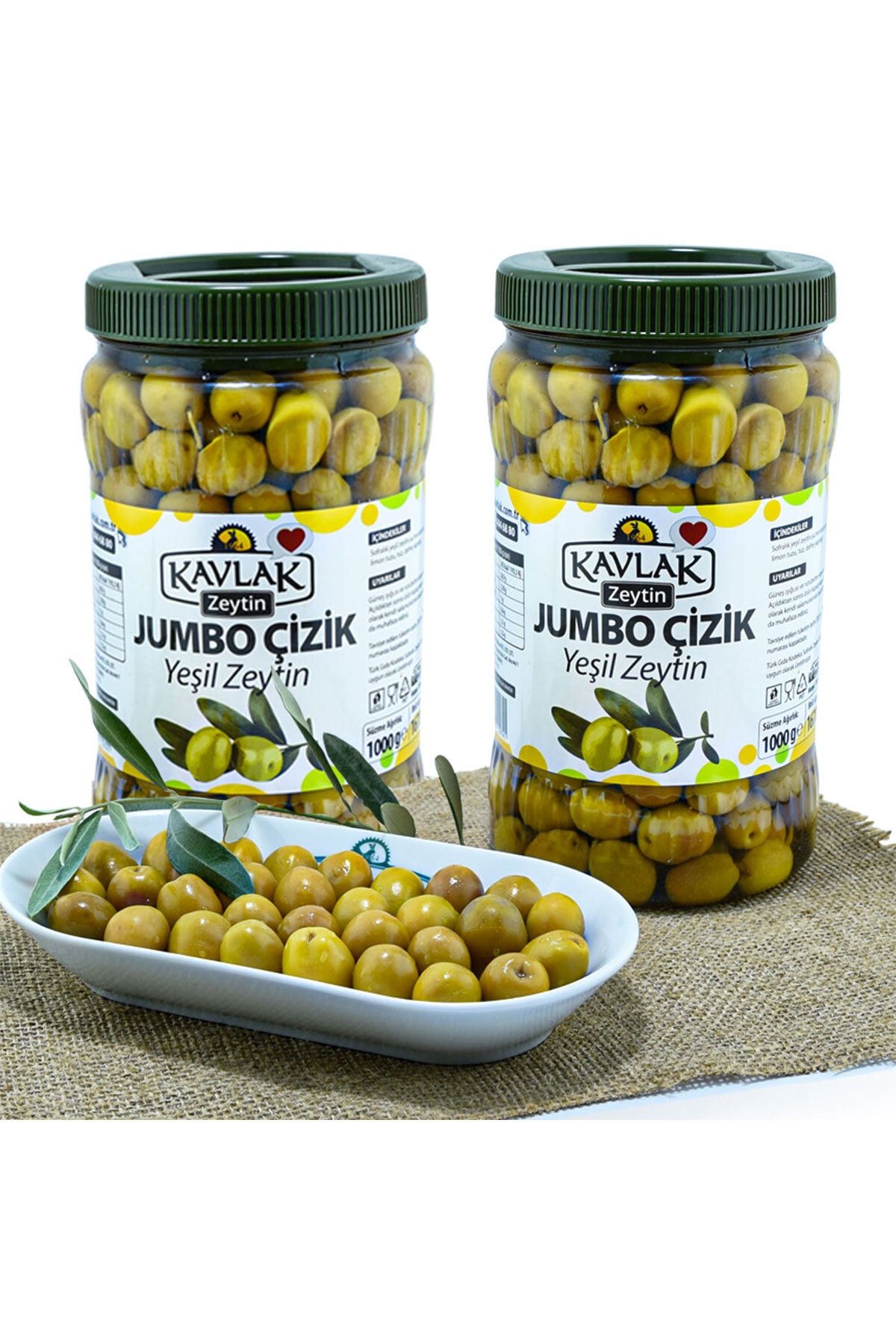 Kavlak Zeytin Kavlak Jumbo Edremit Çizik Yeşil Zeytin 1 Kg 2'li