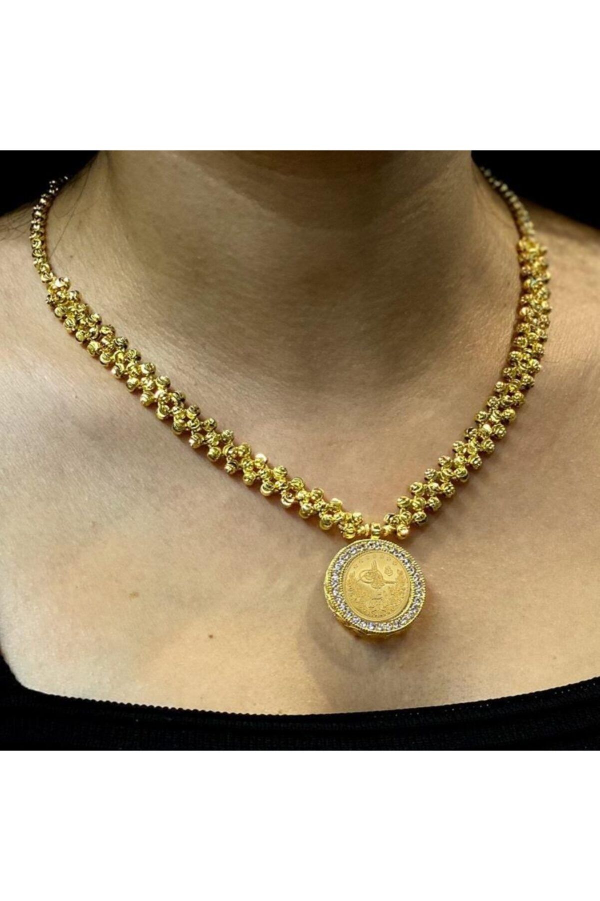 UKBA GOLD 8 Ayar Altın Tuğralı Dorika Toplu Kolye