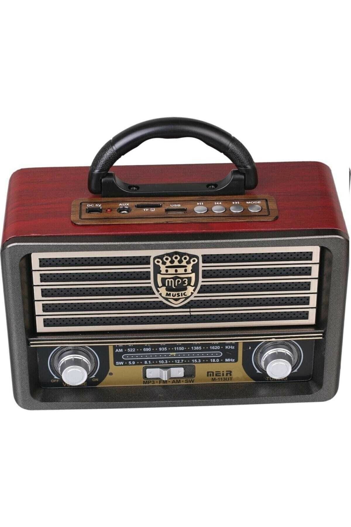 Meir Eskitme Nostalji Tasarımlı Bluetoothlu Nostalji Radyo 113bt