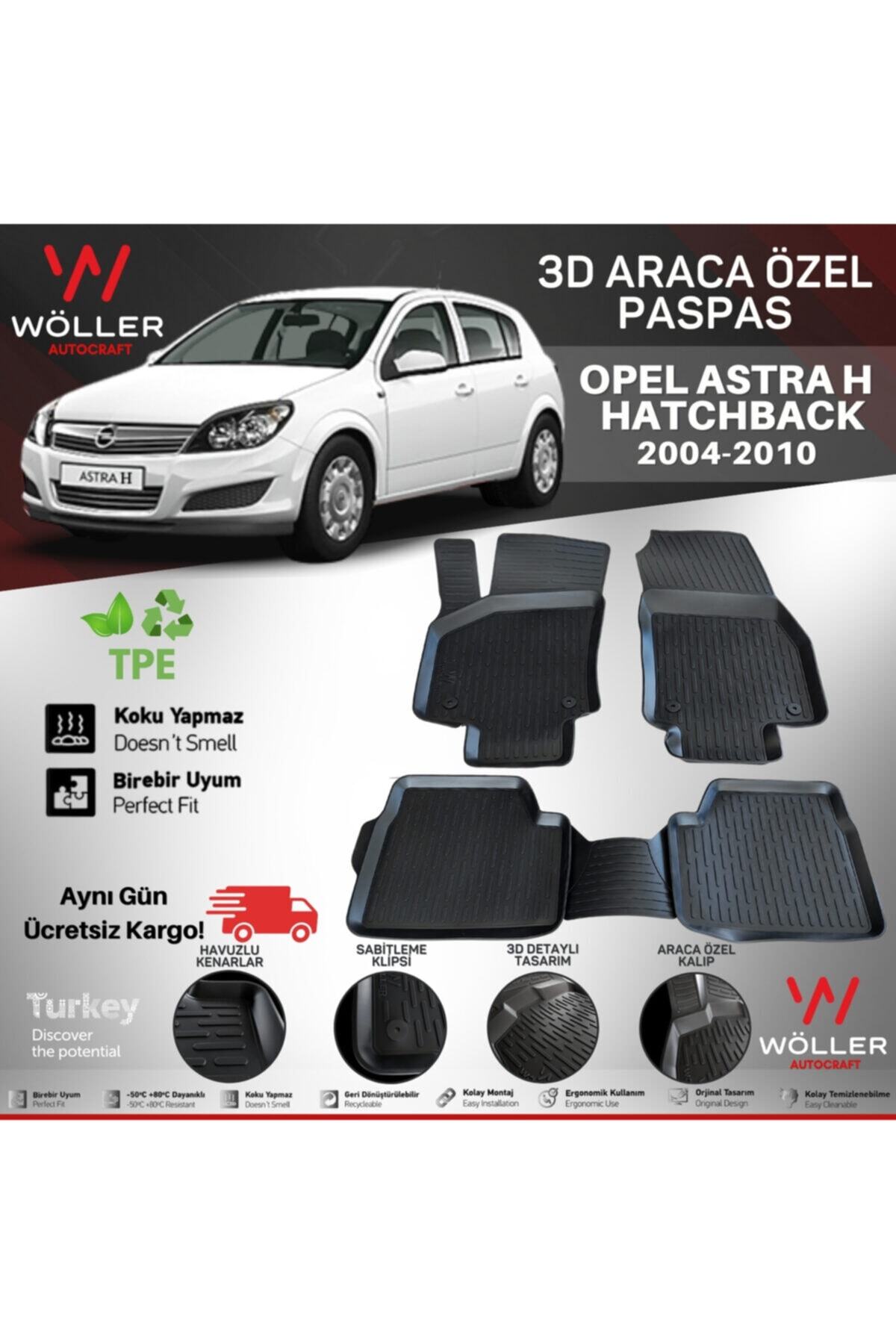 wöller Opel Astra H Paspas 2004 2013 Arası 3d Havuzlu Paspas