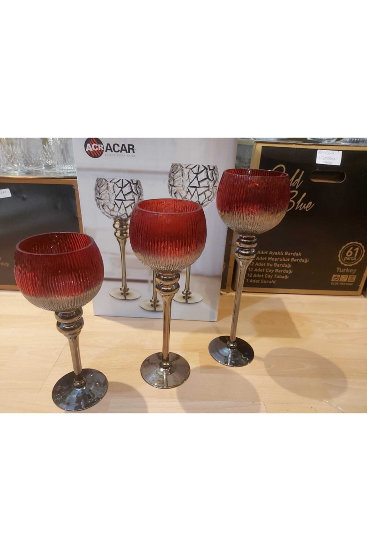 yeşil portakal Acar 3lu Mumluk