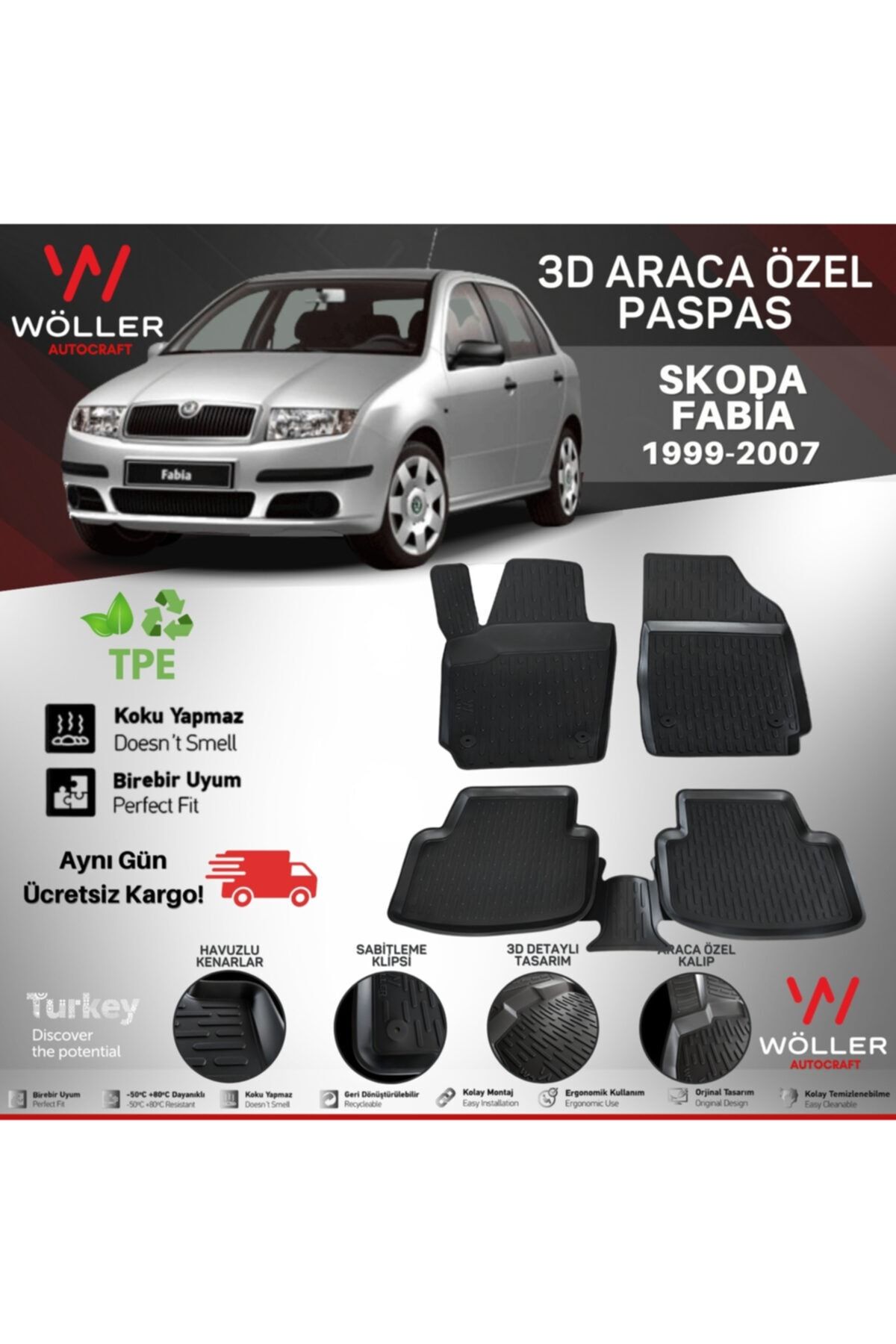 wöller Skoda Fabia Uyumlu Paspas 2001 2008 Arası 3d Havuzlu Paspas