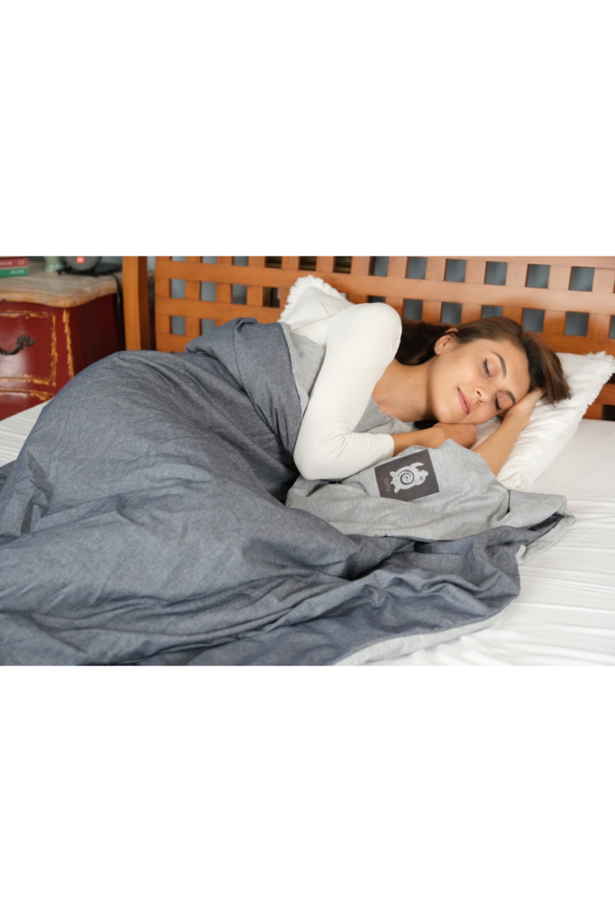 YUYU 5.6 Kot Gri 3001 Tek Kişilik 120 X 190 cm Kılıflı Set Ağırlıklı Battaniye Yorgan