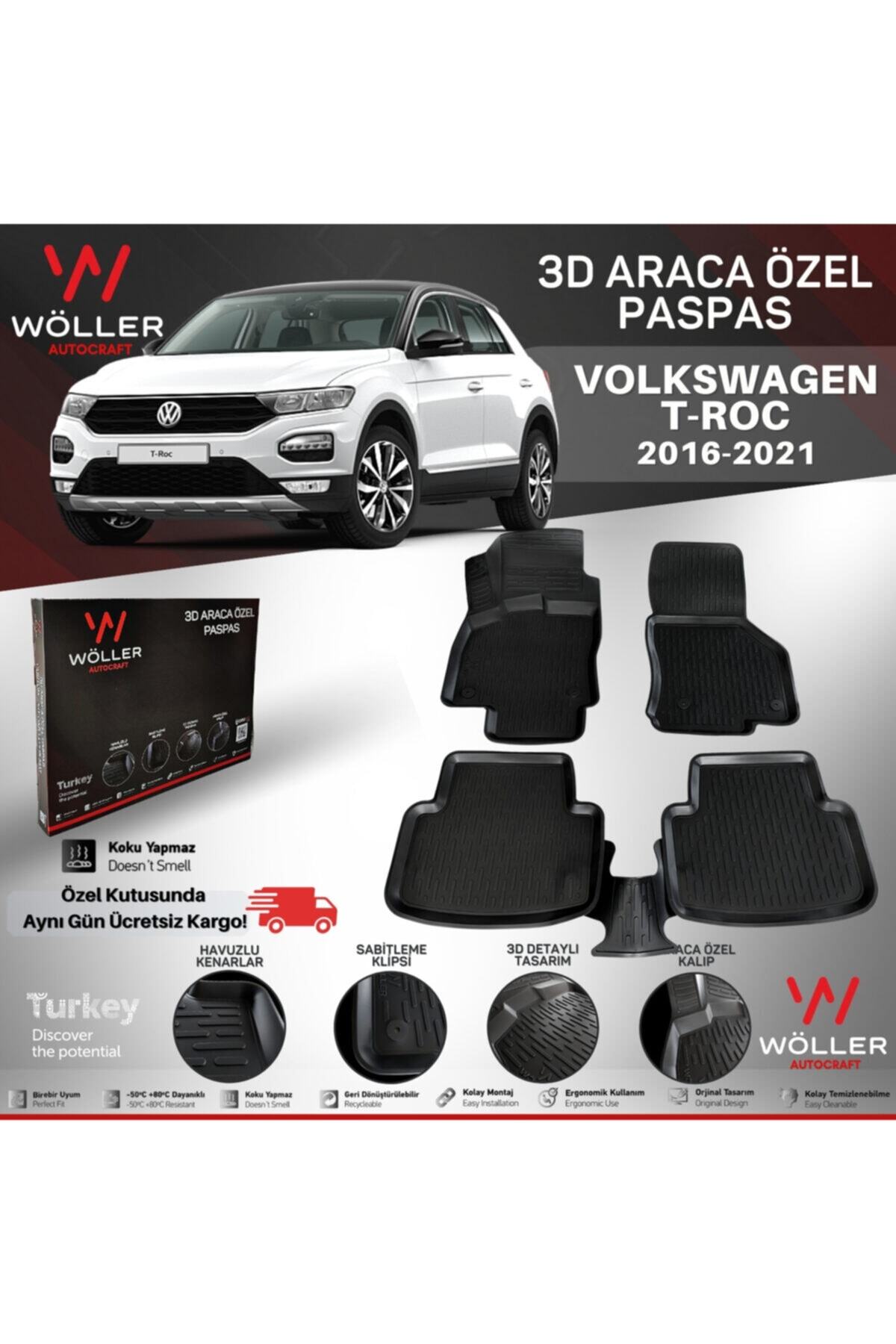 wöller Volkswagen T Roc Paspas 2019 Sonrası 3d Havuzlu Paspas