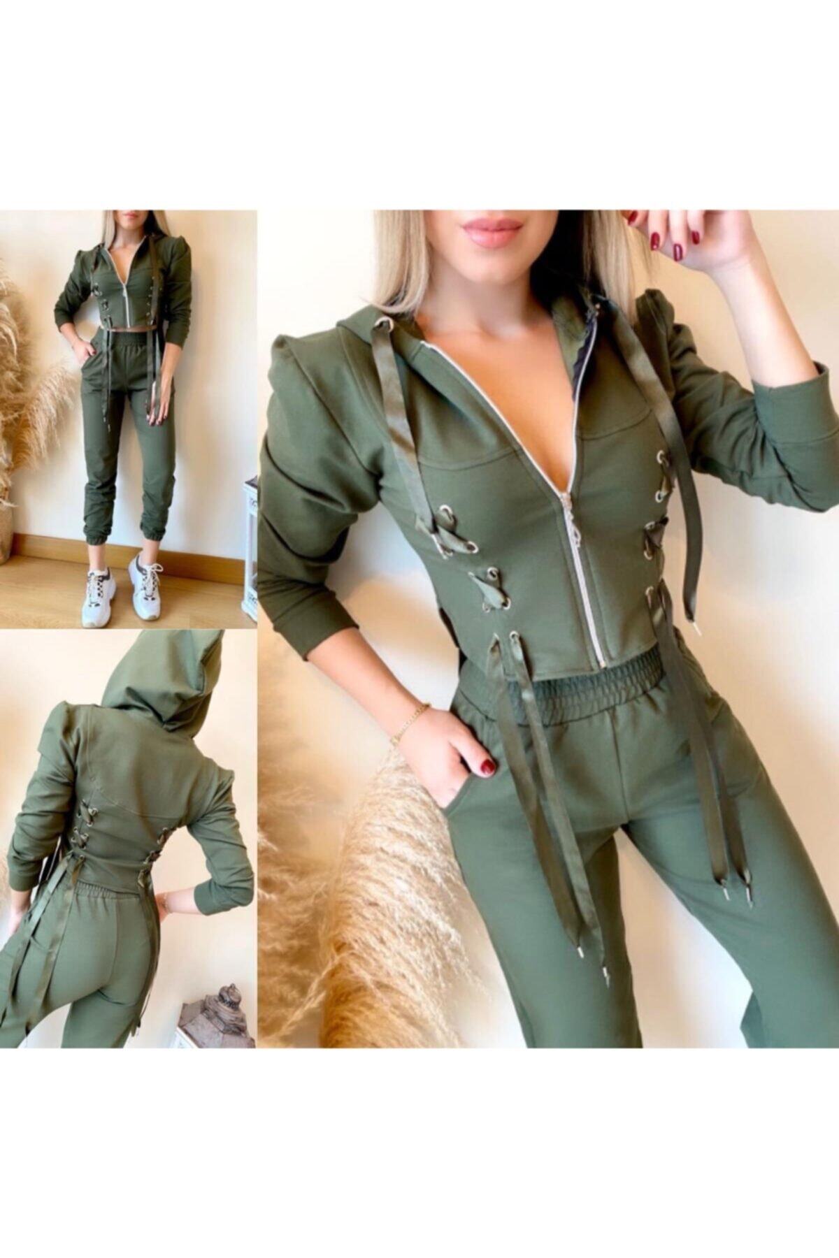 Arya Moda Kuşgözü Ve Kurdela Detaylı Iki Iplik Eşofman Takımı.
