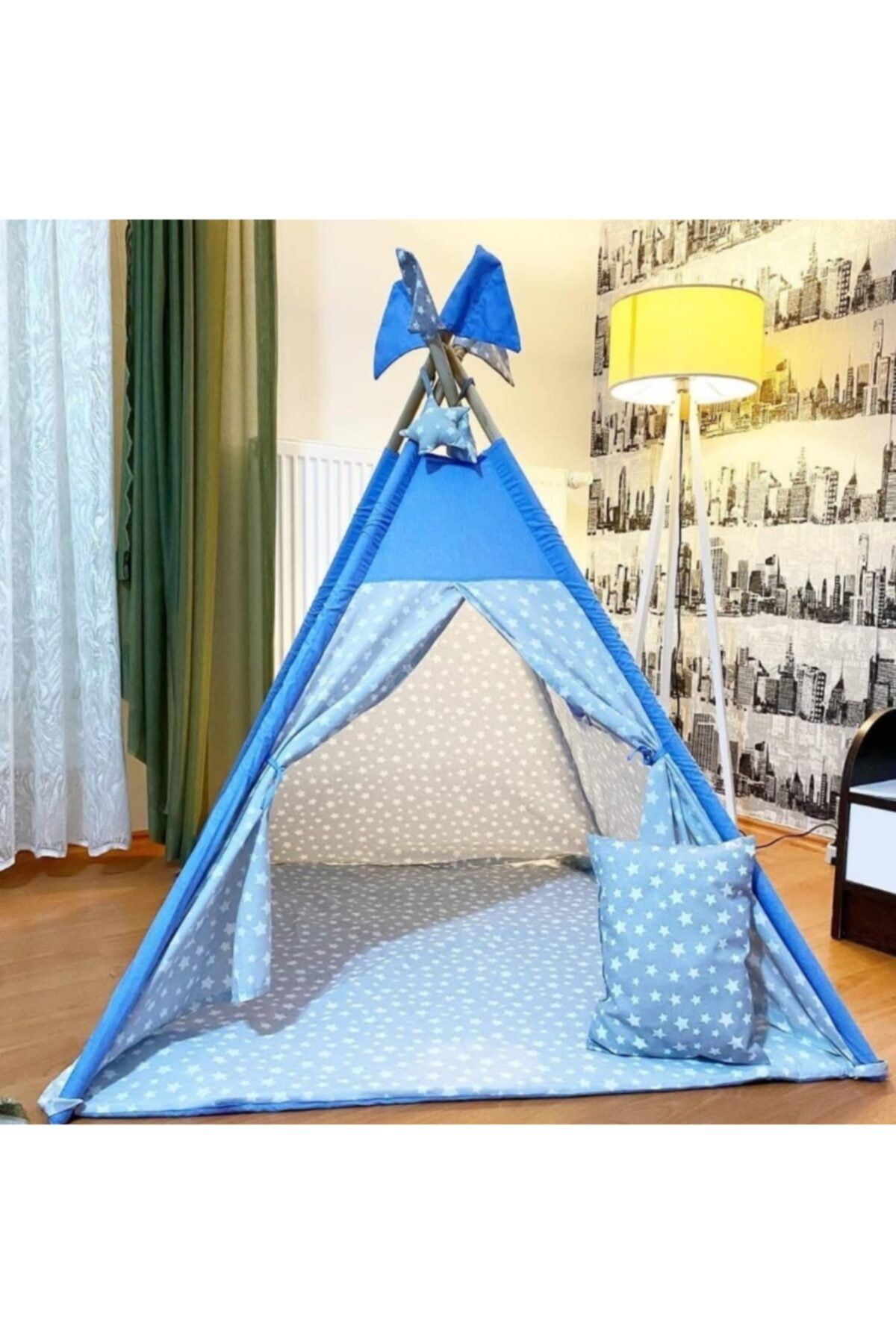 DCTextile Mavi Büyük Boy Bebek Çocuk Oyun Çadırı