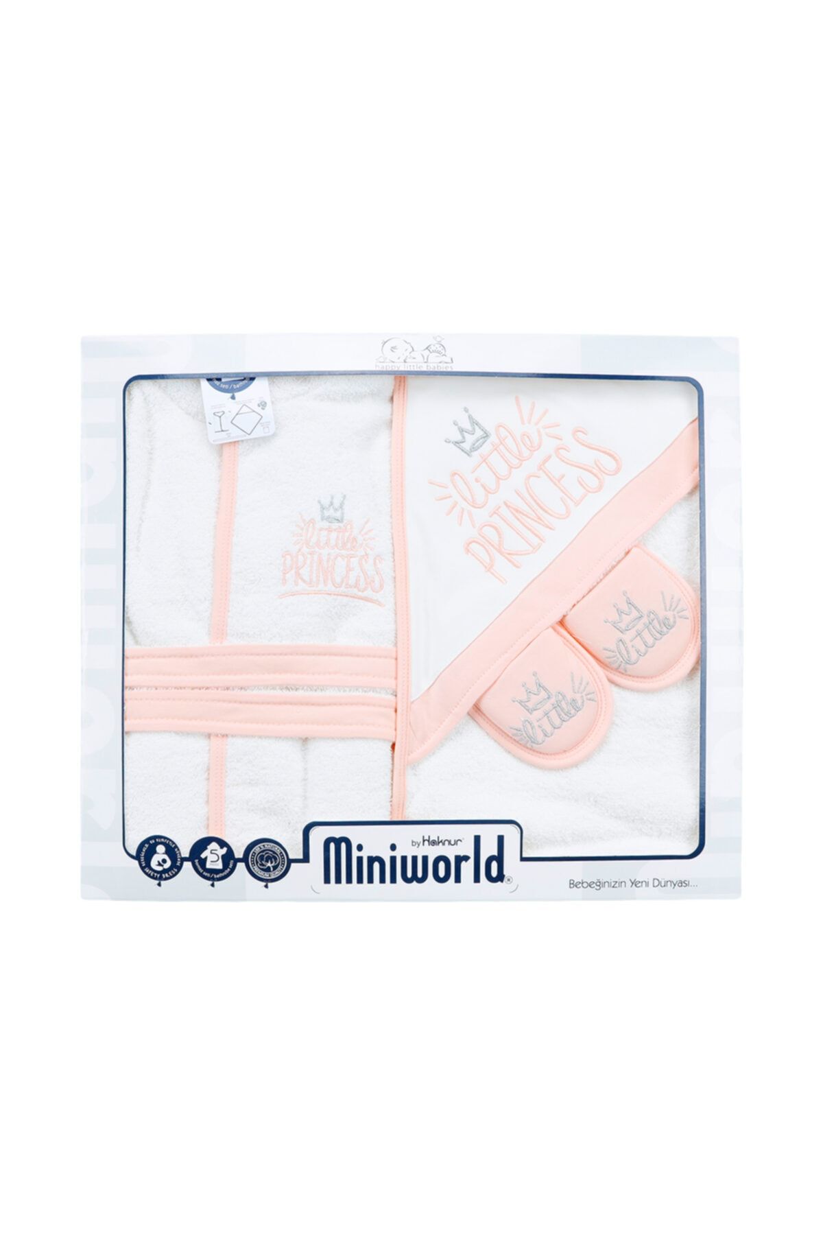 Mini World Natural Kız Bebek Little Princess Bornoz Takımı