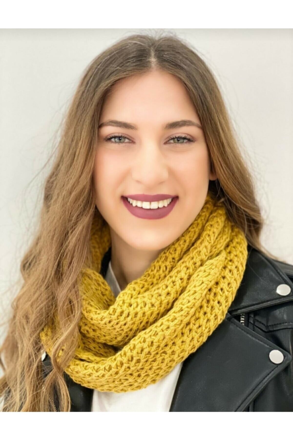 MaviMoure Triko Örgü Boyunluk Std Hardal