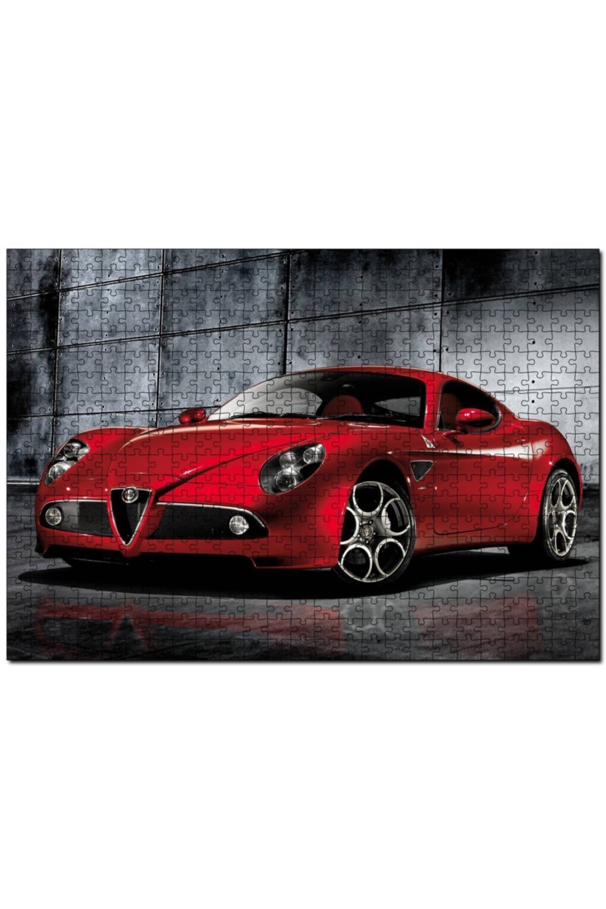 Cakapuzzle Kırmızı Renk Alfa Romeo 8c Competizione Araba, 500 Parça Puzzle Yapboz Mdf (ahşap)