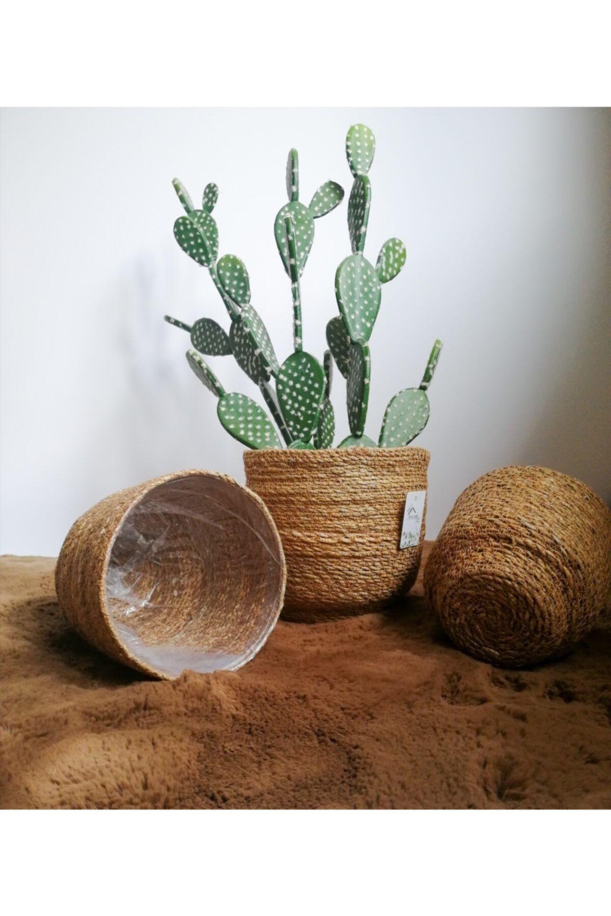 Home Naturel Saksılık, Yuvarlak Içi Poşetli Saksılık Sepet, Hn13034