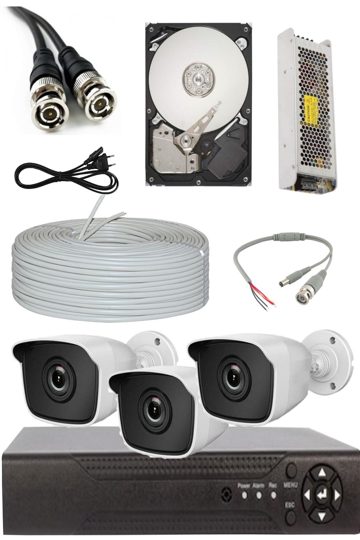 ELİTCAM 5mp Sony Lens 1080p 3 Kameralı Ahd Güvenlik Seti