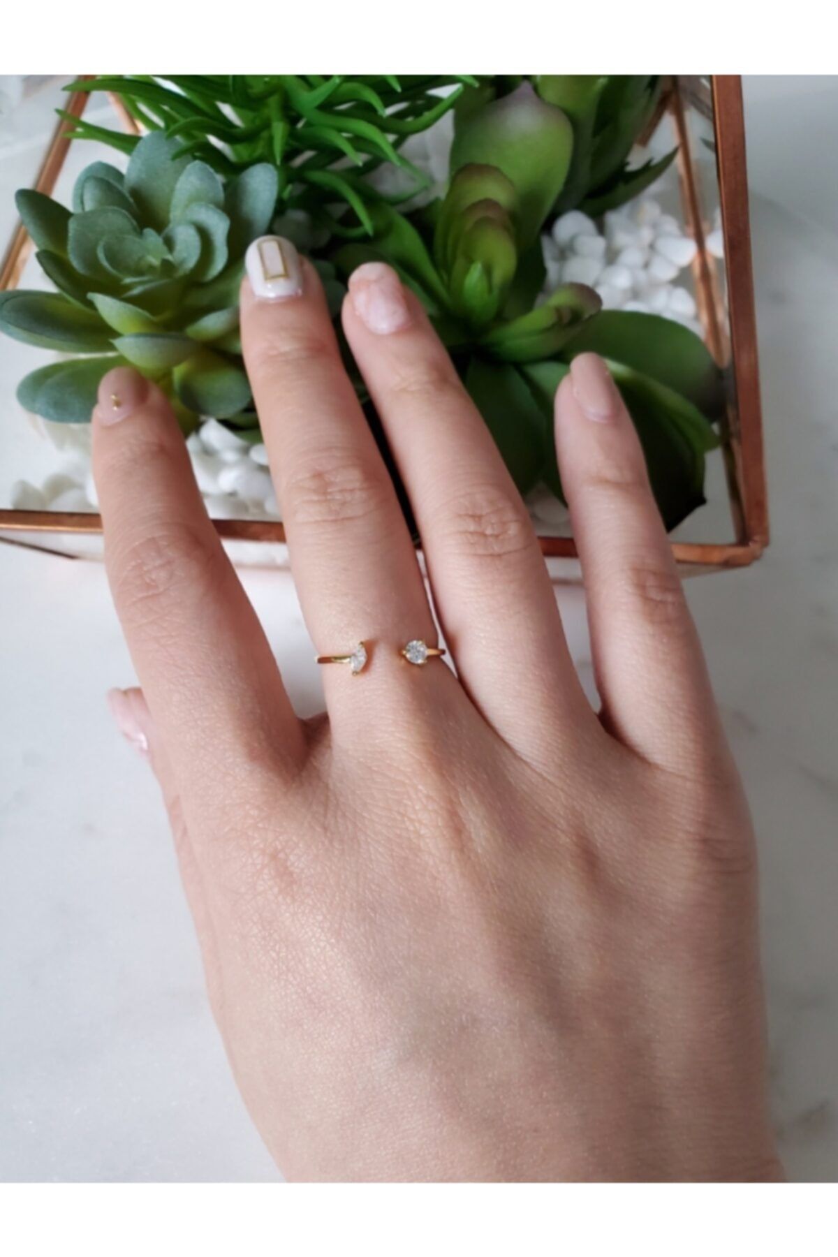 Mysoho Accessories Kadın Gold Kaplama Mınımal Taşlı Yüzük