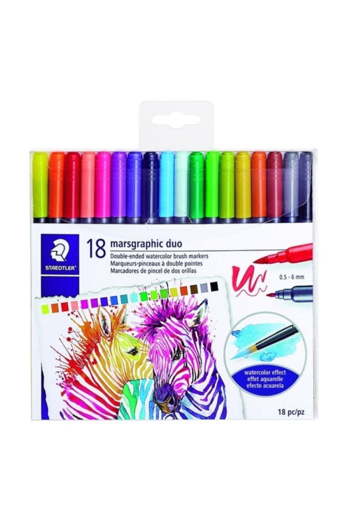 Staedtler Marsgraphic Duo Çift Taraflı Fırça Uçlu Marker 18 Renk Set