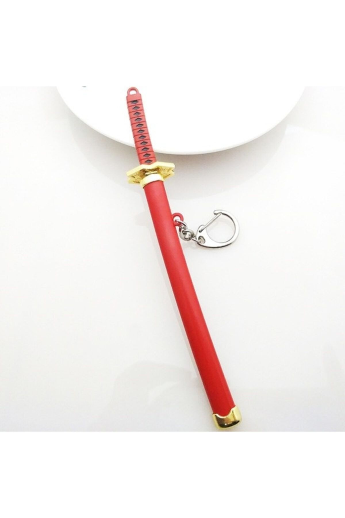 Alsade Sauron 15 cm Bıçak Anime Roronoa Zoro Ninja Katana Kırmızı Kılıç Anahtarlık