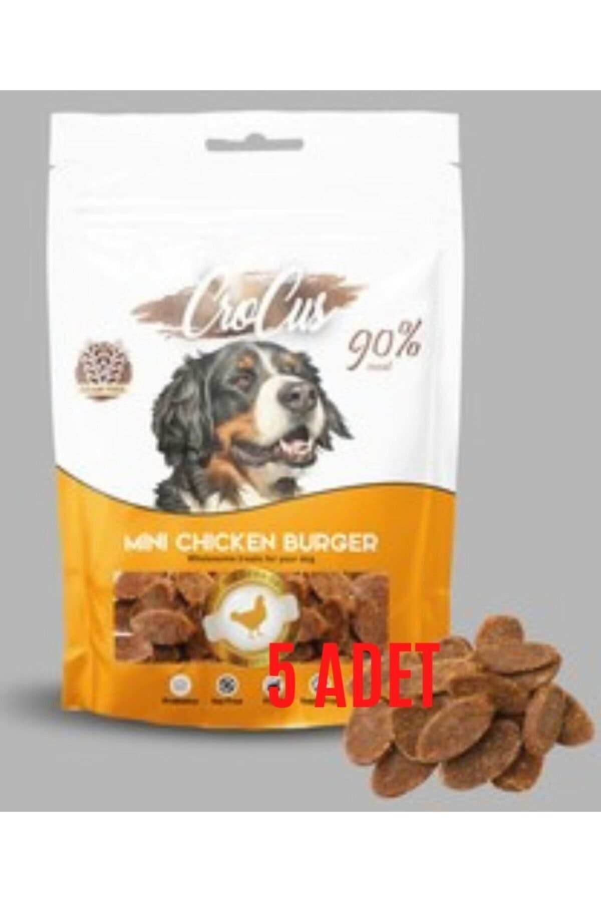 Crocus Mini Chicken Burger Tavuk Etli Tahılsız Köpek Ödülü 80 Gr 5 Adet