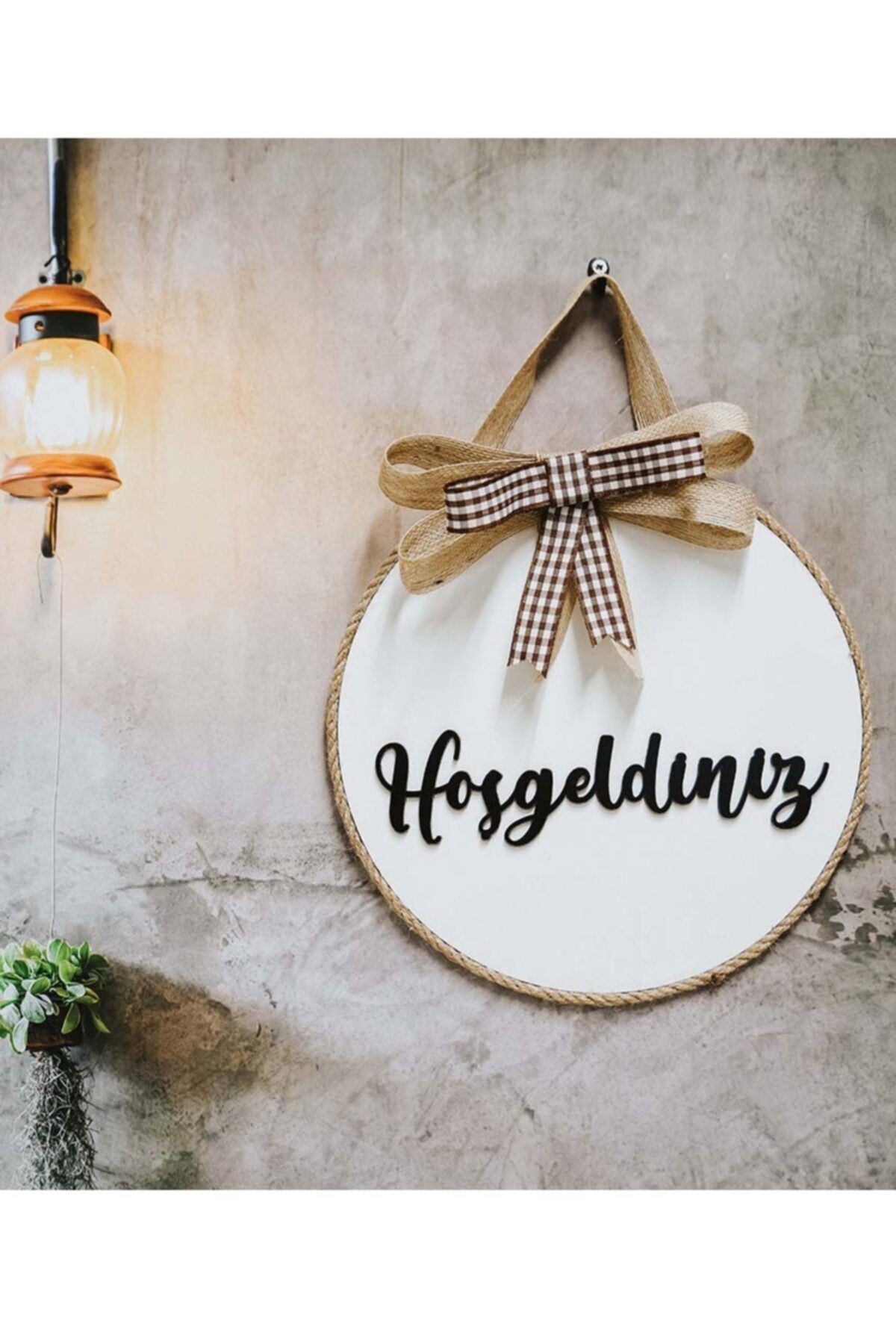 FOTObaskisepeti Hoşgeldin Yazılı Süslemeli Beyaz Kapı Süsü