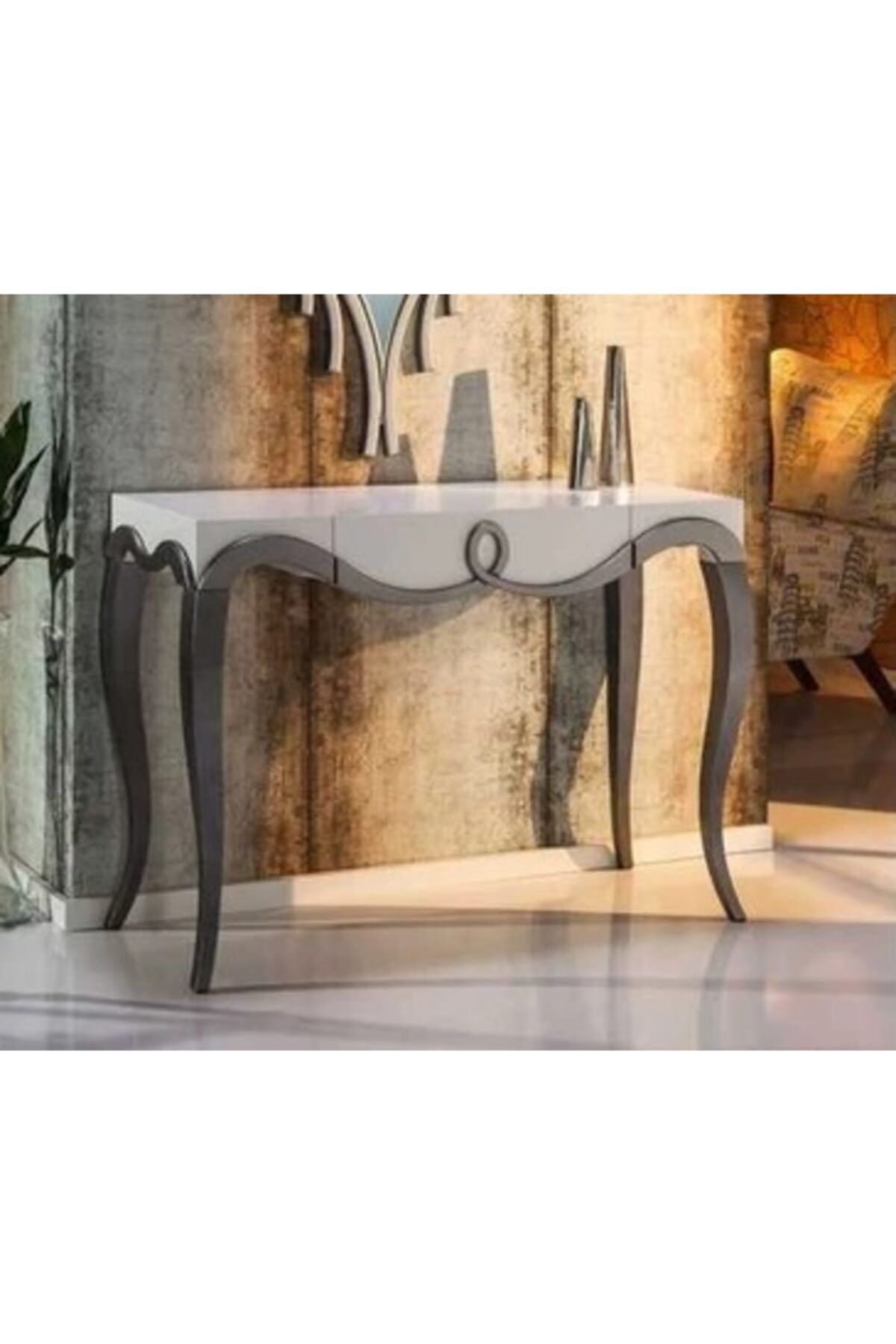 Wooding 110 Cm Çekmeceli Beyaz Gümüş Lora Dresuar