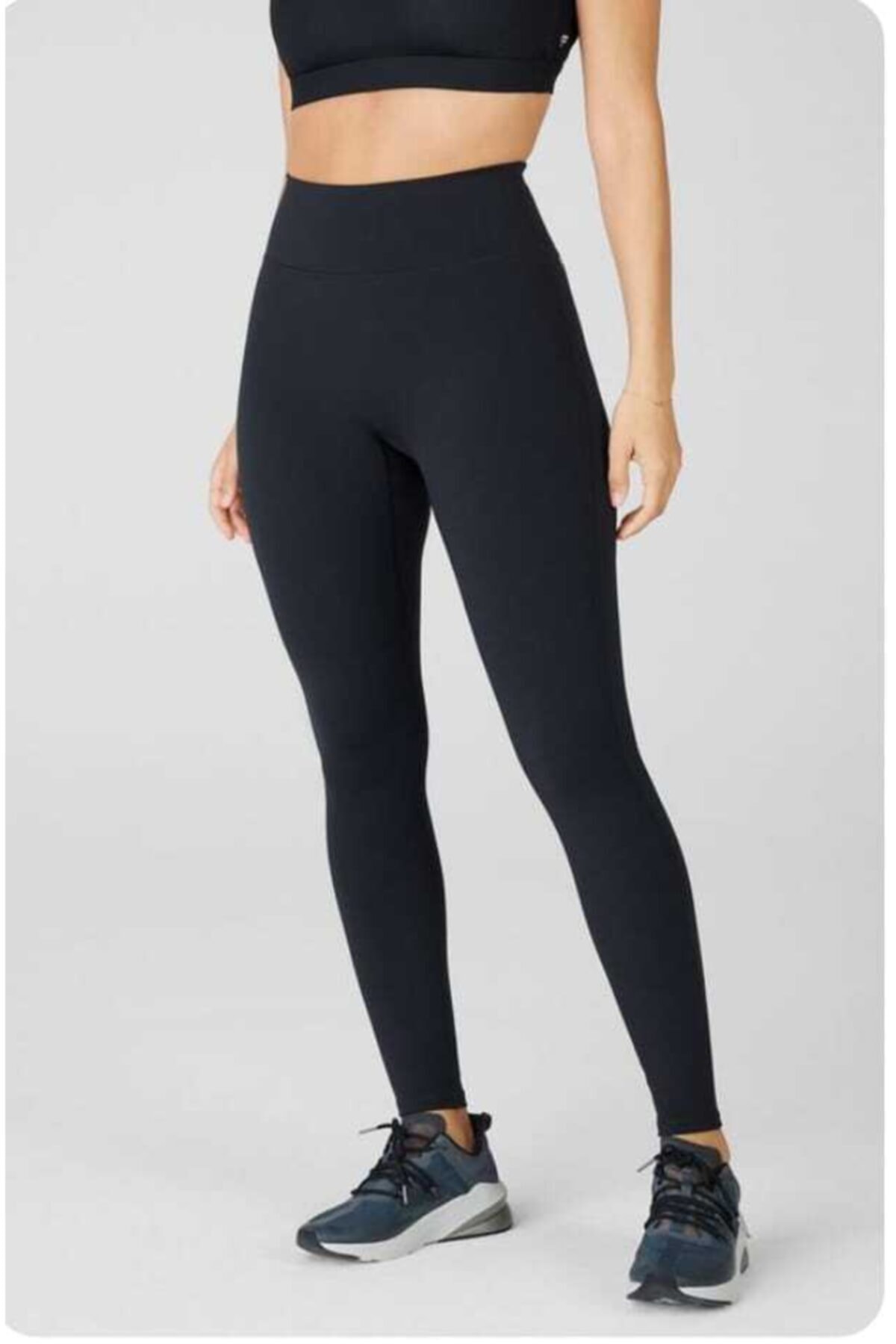 butikkoysepete Kışlık Kadın Siyah Şardonlu Dalgıç Kumaş Yüksek Bel Korse Tayt