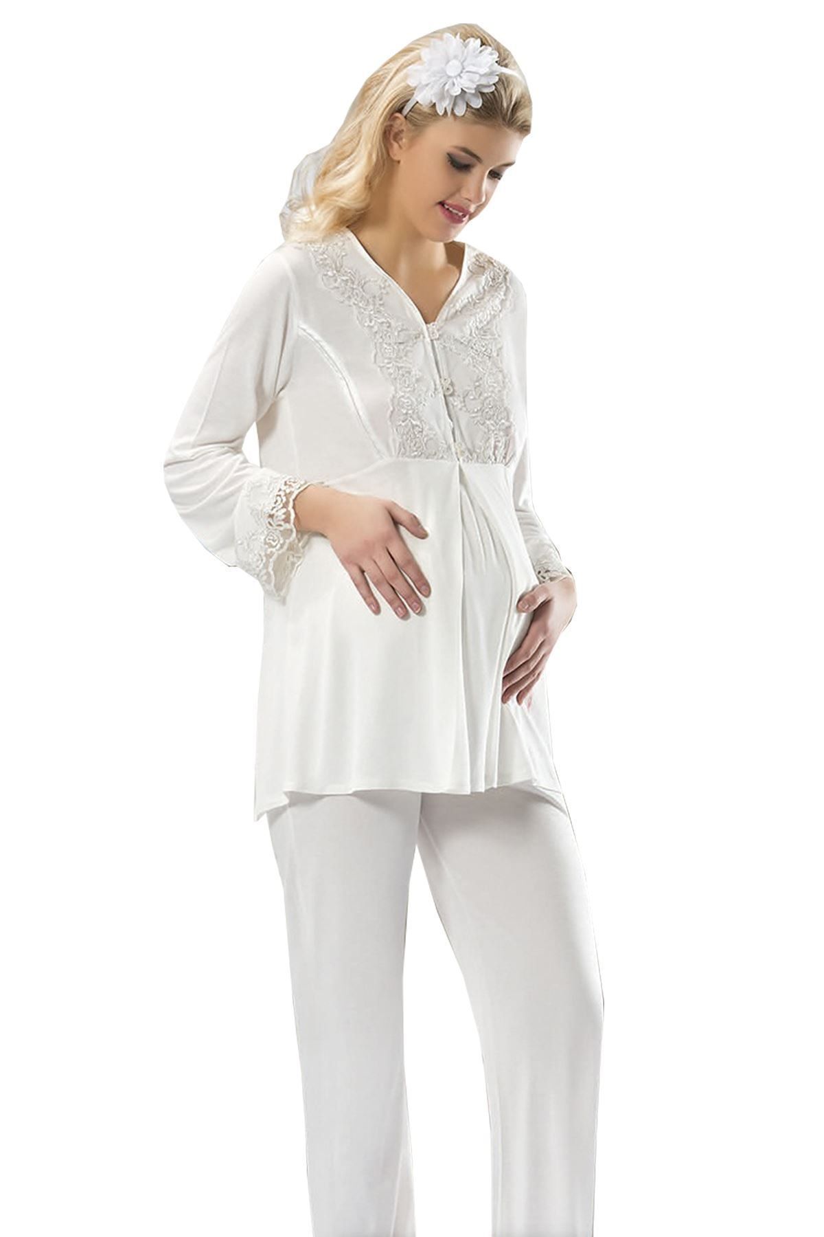 FLY BAZAAR Lohusa Pijama Takımı Ekru
