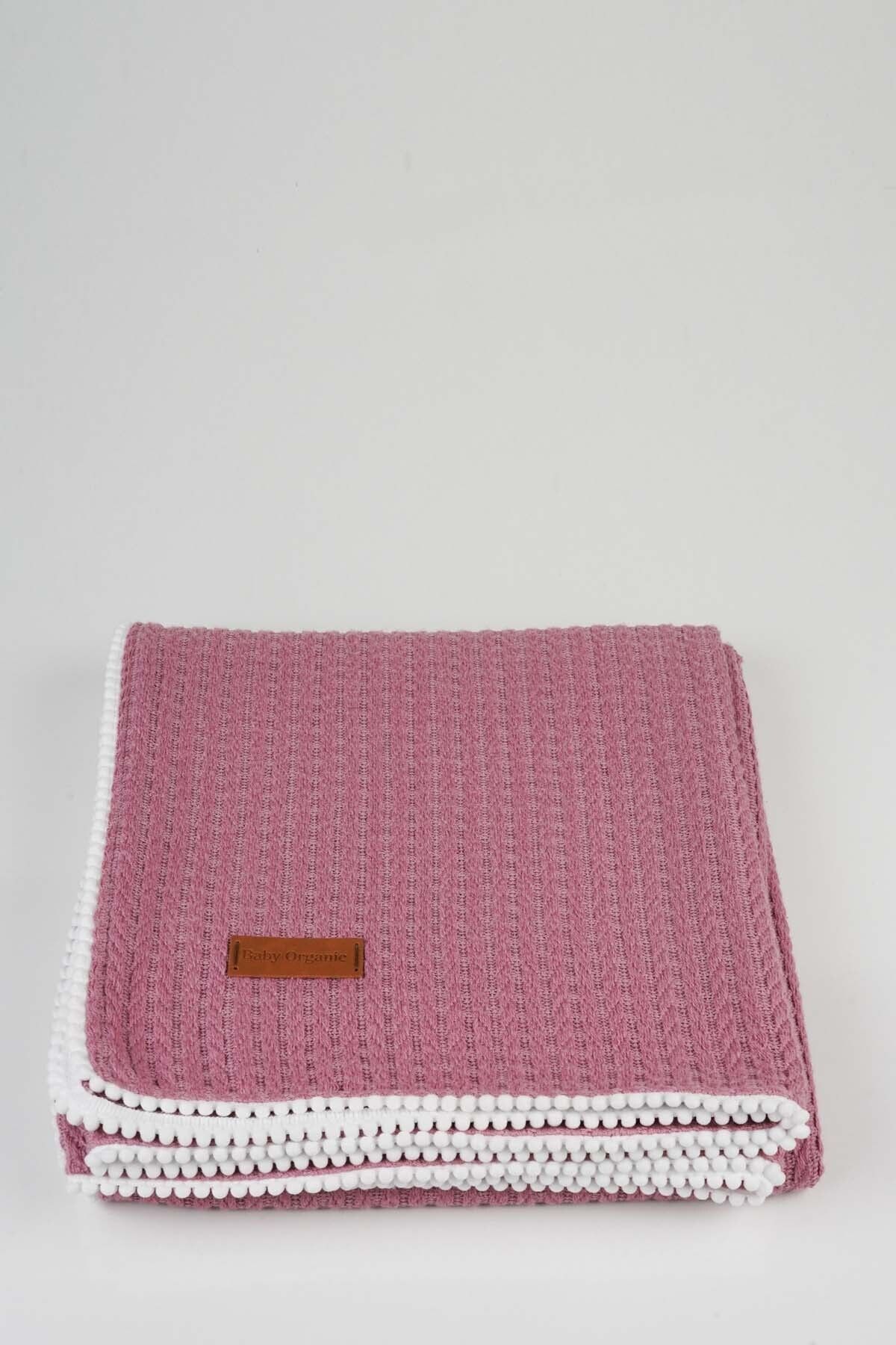 baby organic Pamuk Örgü Desen Bebek Pikesi 110 X 110 cm Vişne