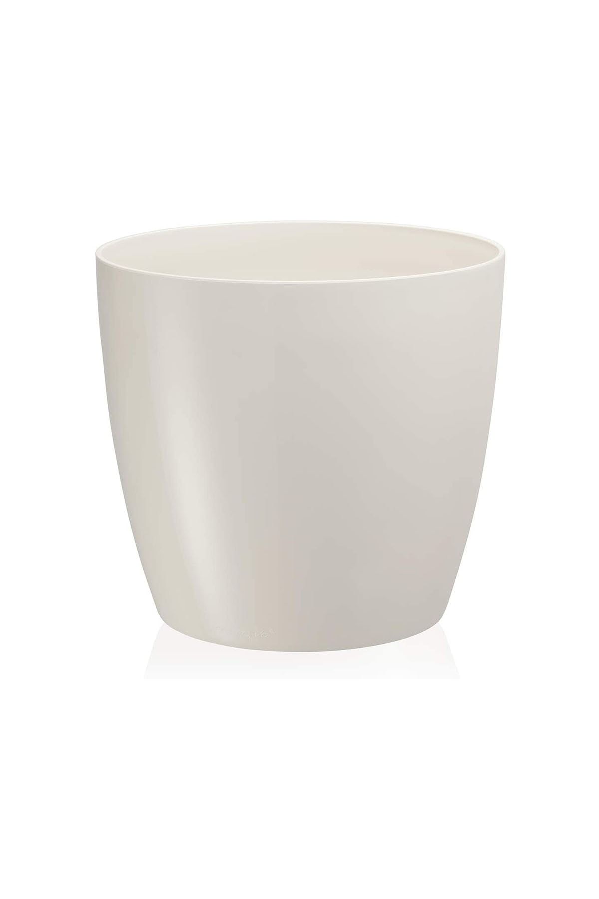 ToXA 7.4 Litre Ø23x22,2cm Kirli Beyaz Izgaralı Tabaksız Parlak Plastik Yakut Saksı No4