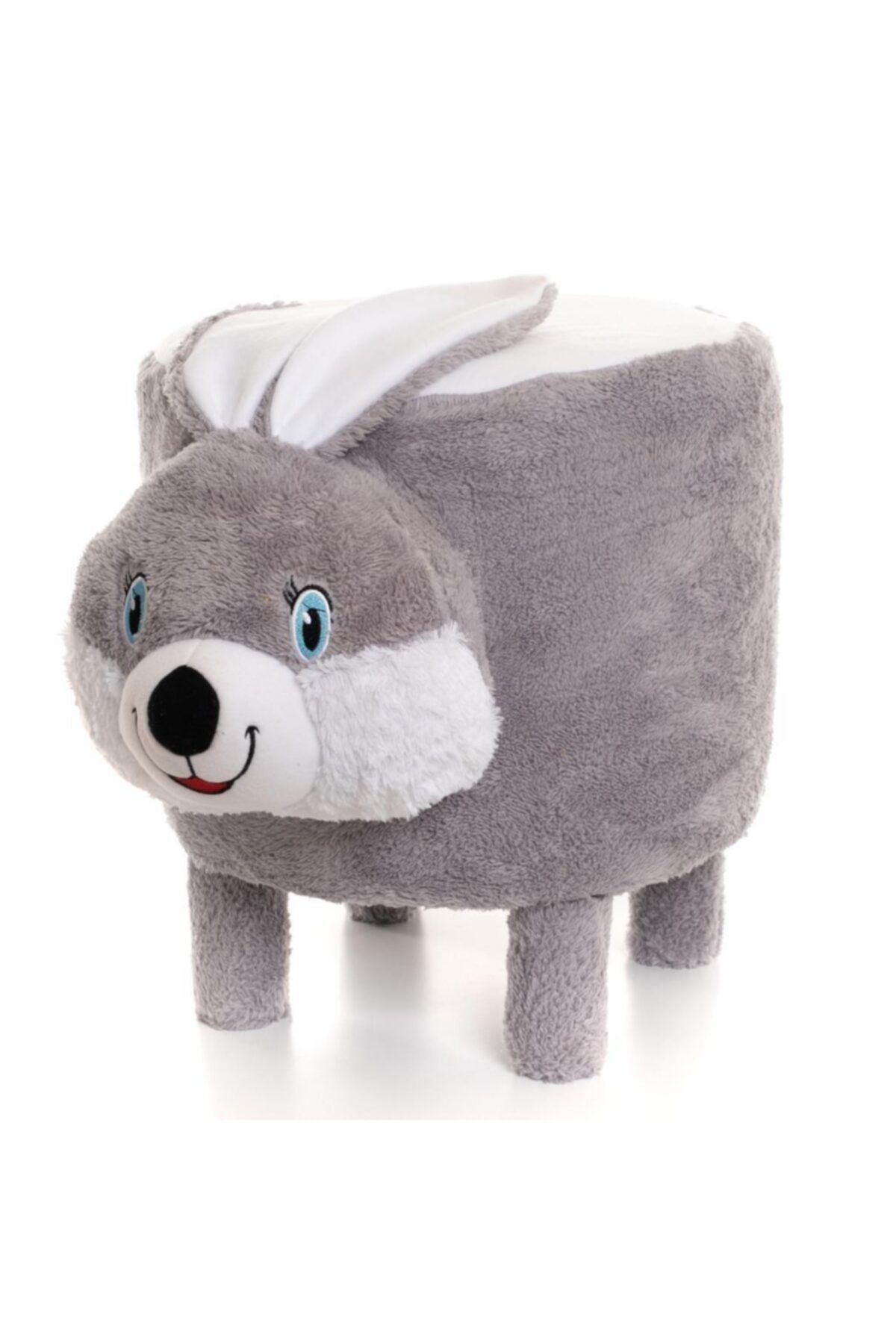 BEBEBEBEK Peluş Tavşan Kaplı Ahşap Puf Koltuk Çocuk Koltuğu