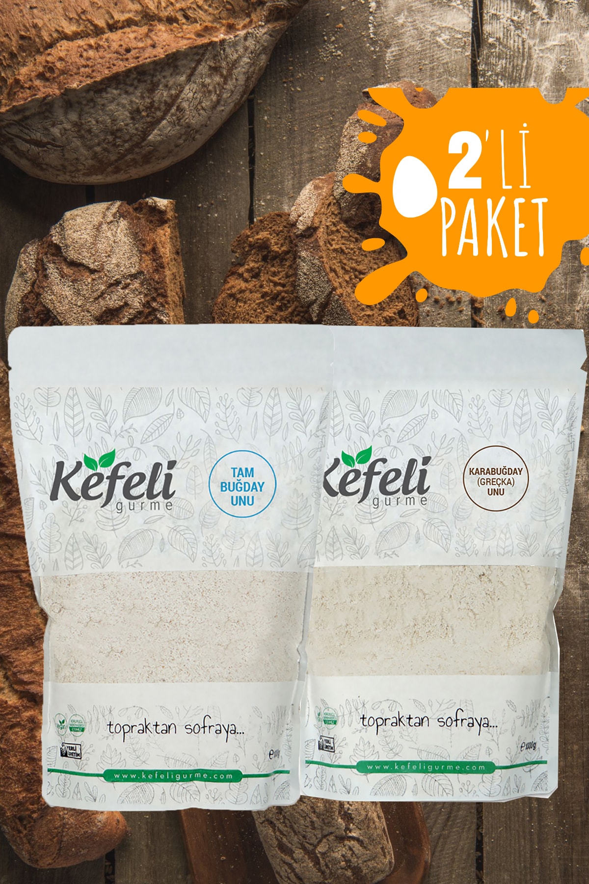 Kefeli %100 Iyi Tarım Tam Buğday Unu ( 1 Kg ) Greçka (KARABUĞDAY) Unu ( 1 Kg ) Katkısız