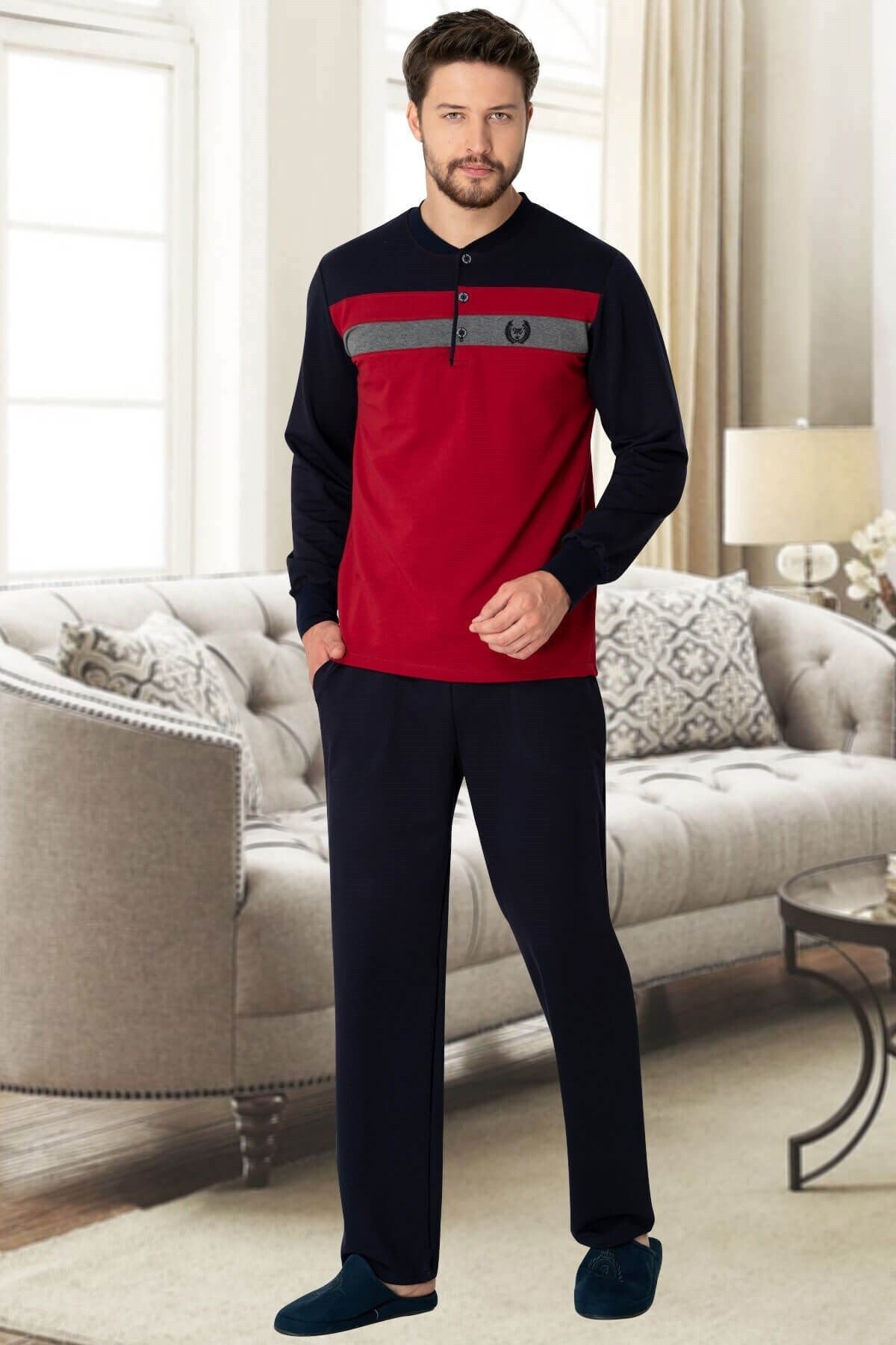 By Mecit Pijama Erkek Kırmızı Büyük Beden  Pijama Takımı