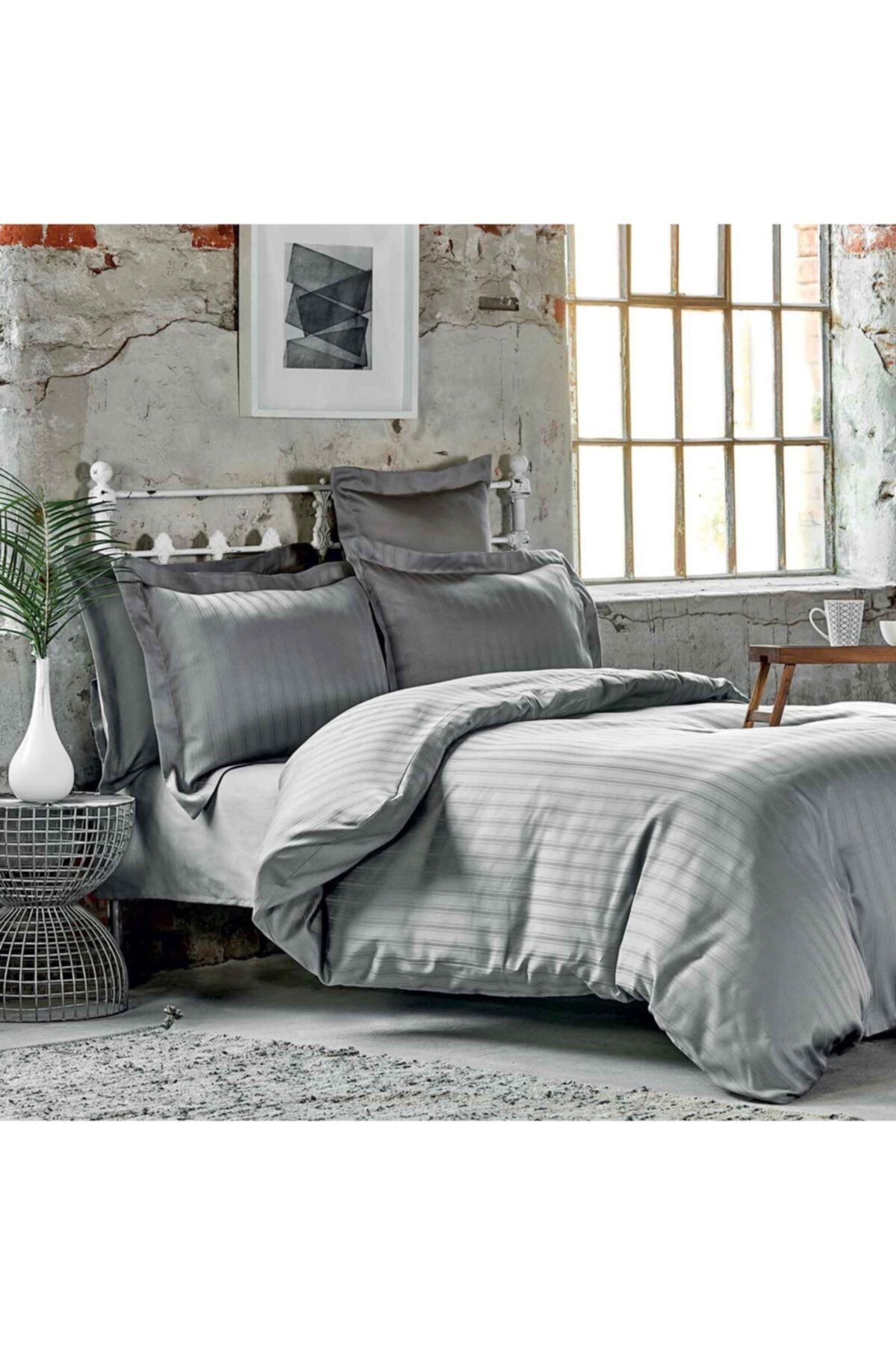 Karaca Home Charm Bold Gri %100 Pamuk Çift Kişilik Nevresim Takımı