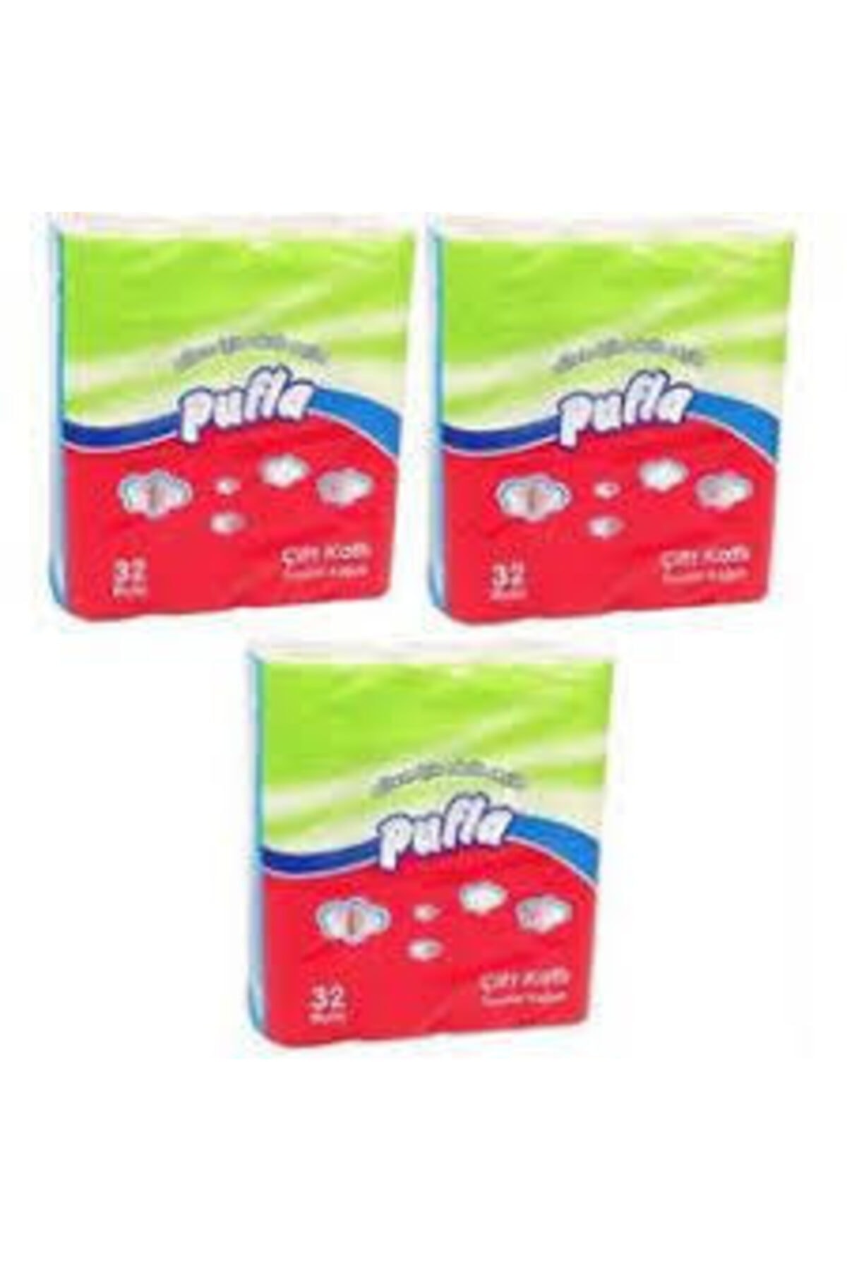 pufla Çift Katlı Tuvalet Kağıdı 3 Paket 1 Koli  32 Li
