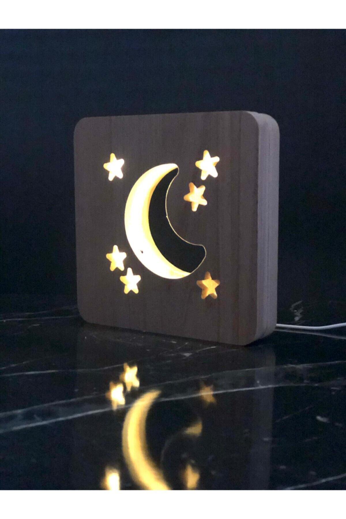 Starmood Ahşap Çocuk Ay-yıldız Led Masa Üstü Gece Lambası