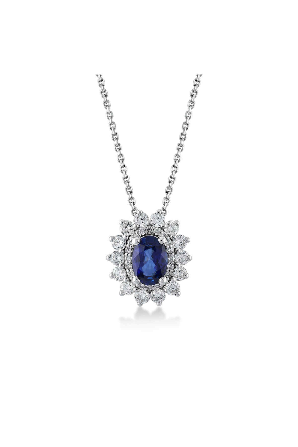 D Diamond 1,55 Karat Pırlanta Safir Altın Kolye
