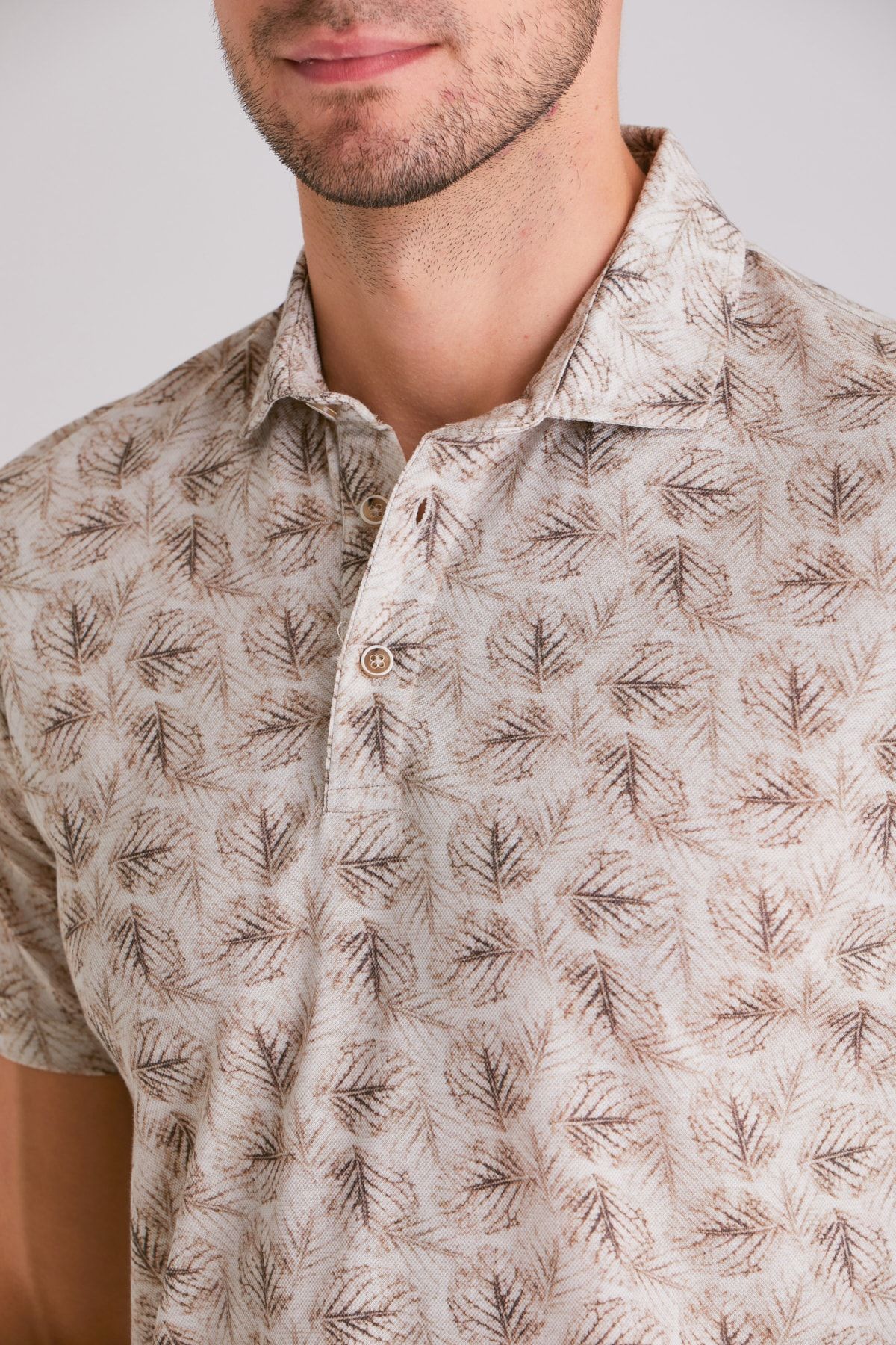 Dufy HAKİ POLO YAKA BASKILI ERKEK T-SHIRT - SLIM FIT